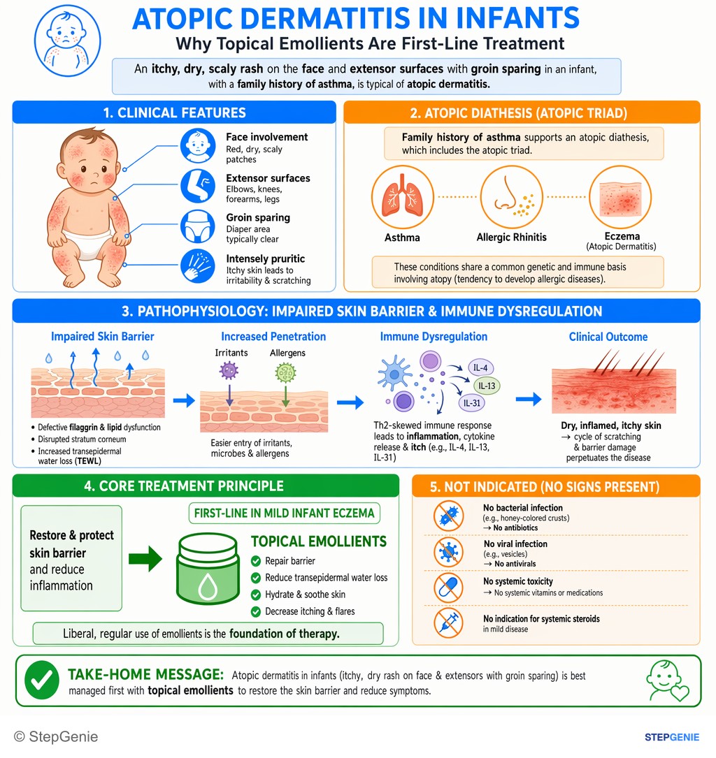 Inflammatory dermatoses and bullous diseases — StepGenie USMLE Step 2 explanation infographic