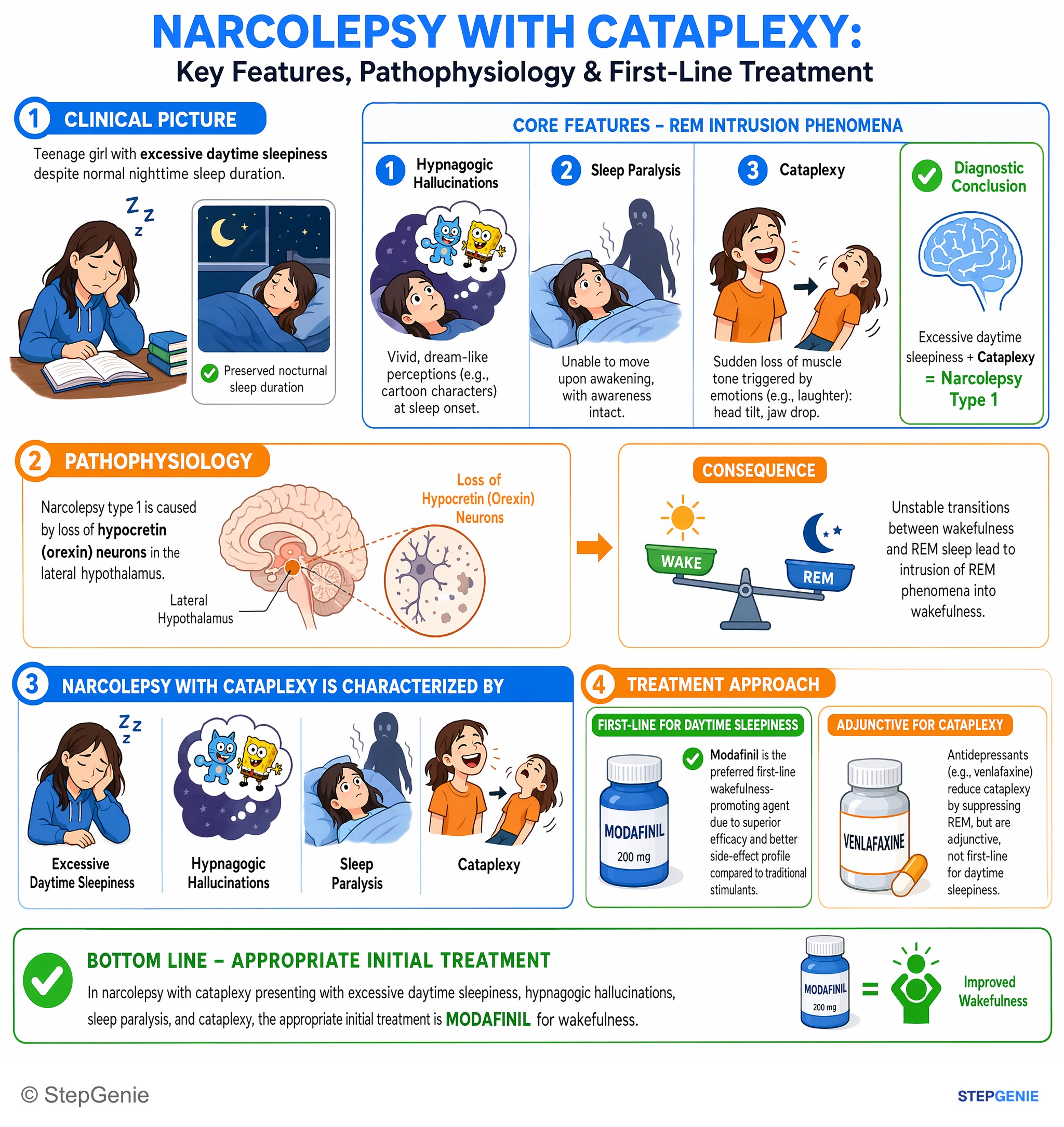 Sleep disorders — StepGenie USMLE Step 2 explanation infographic