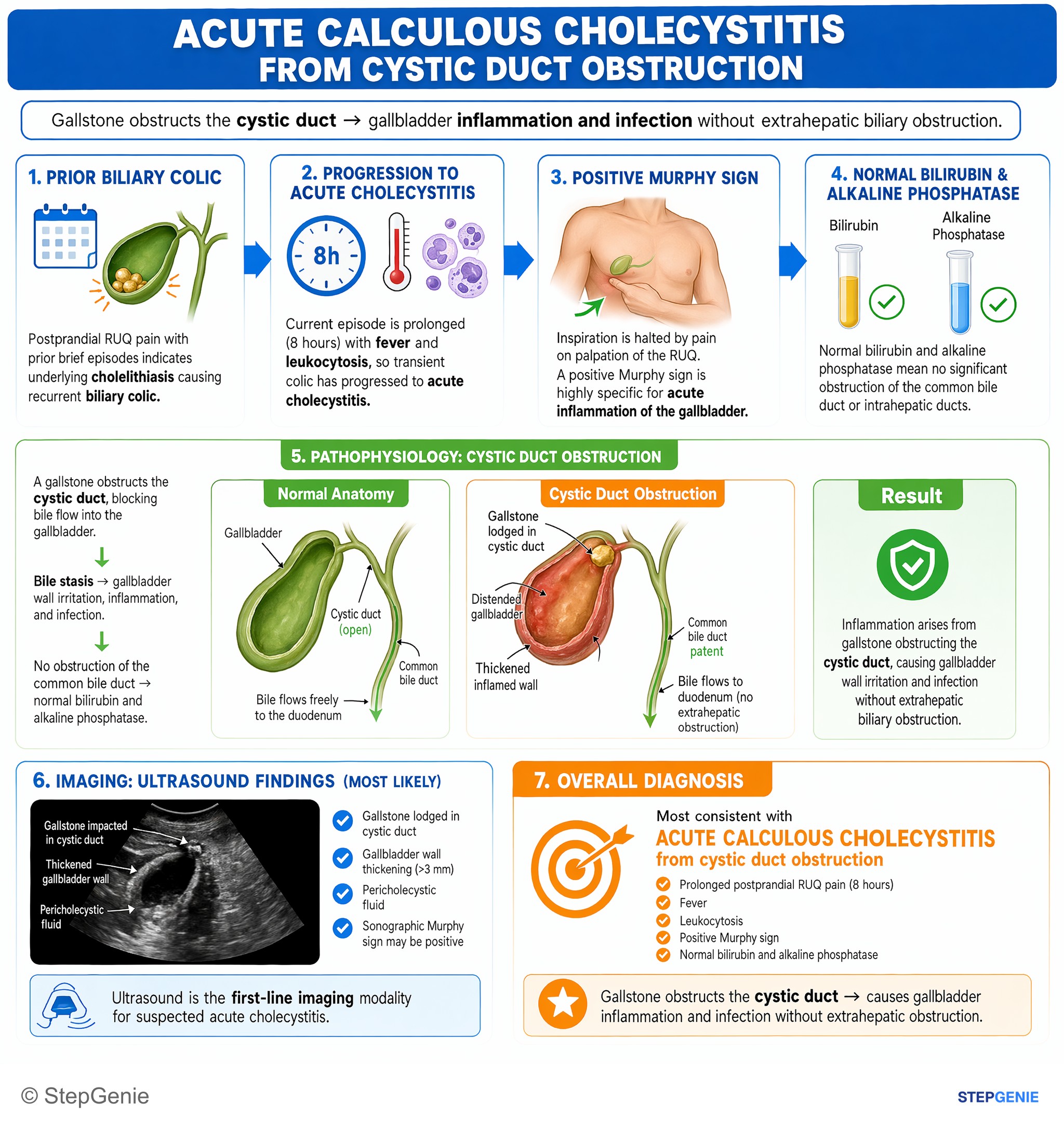 Biliary tract disorders — StepGenie USMLE Step 2 explanation infographic