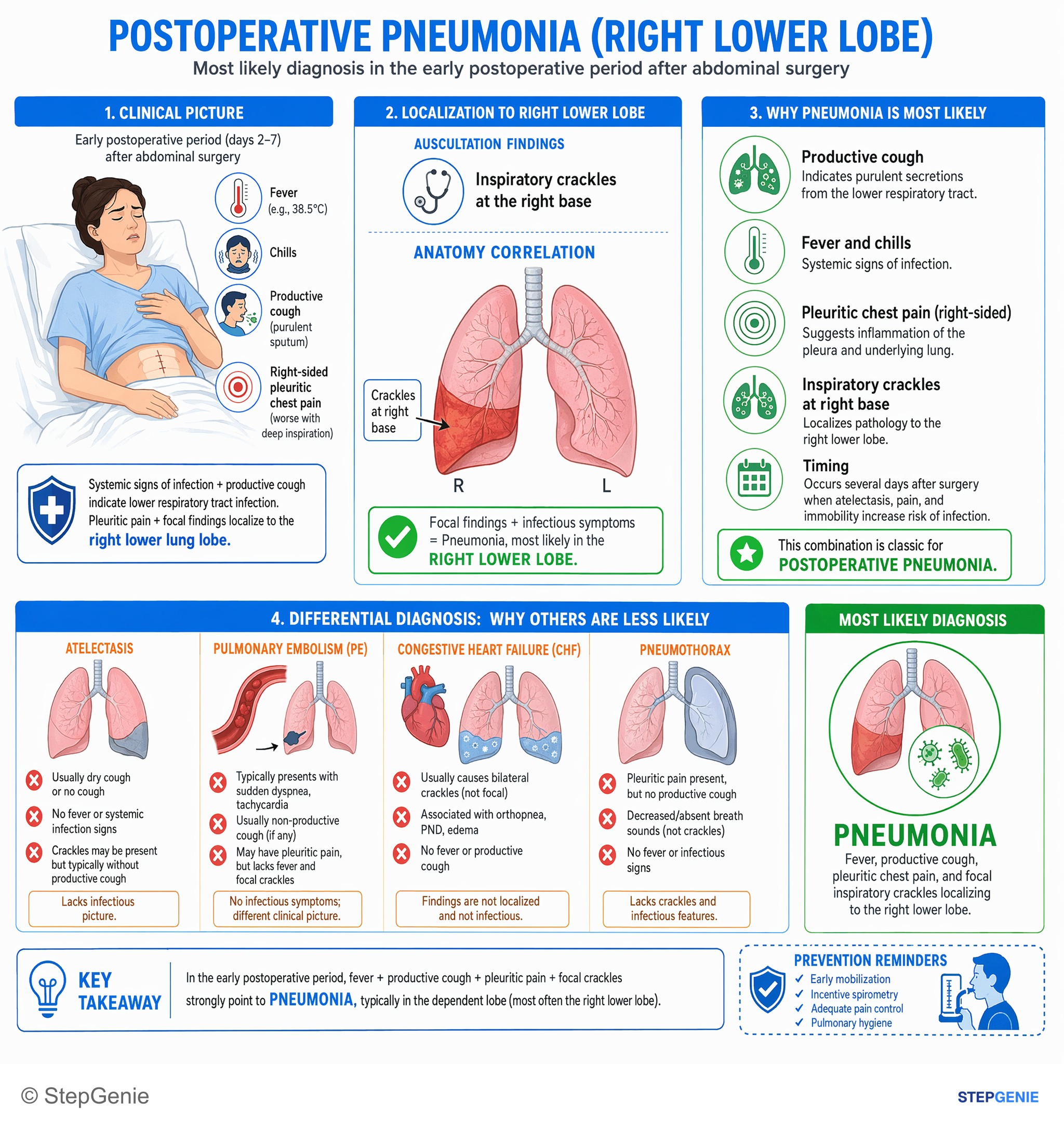 Pulmonary infections — StepGenie USMLE Step 2 explanation infographic