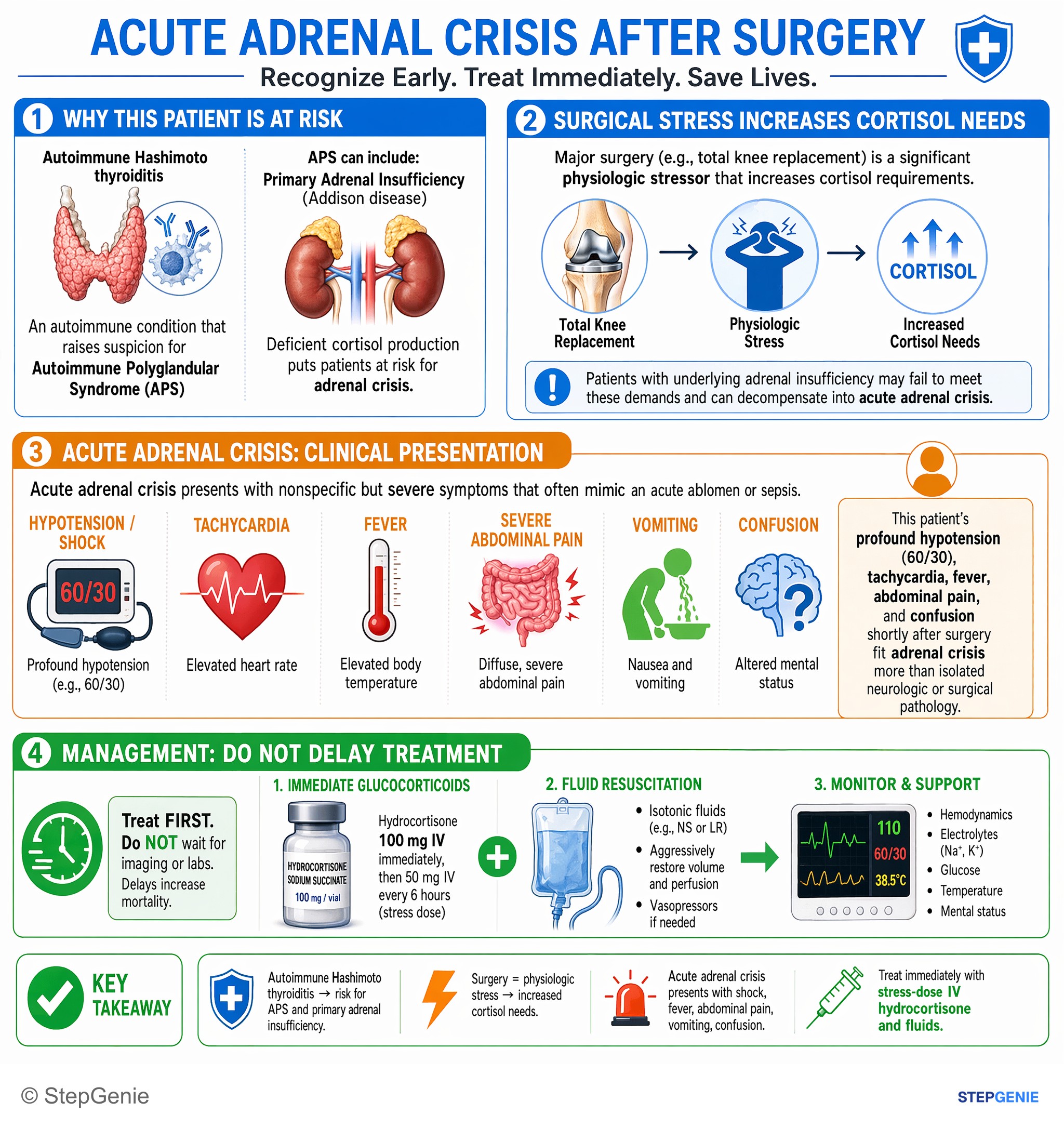 Adrenal disorders — StepGenie USMLE Step 2 explanation infographic