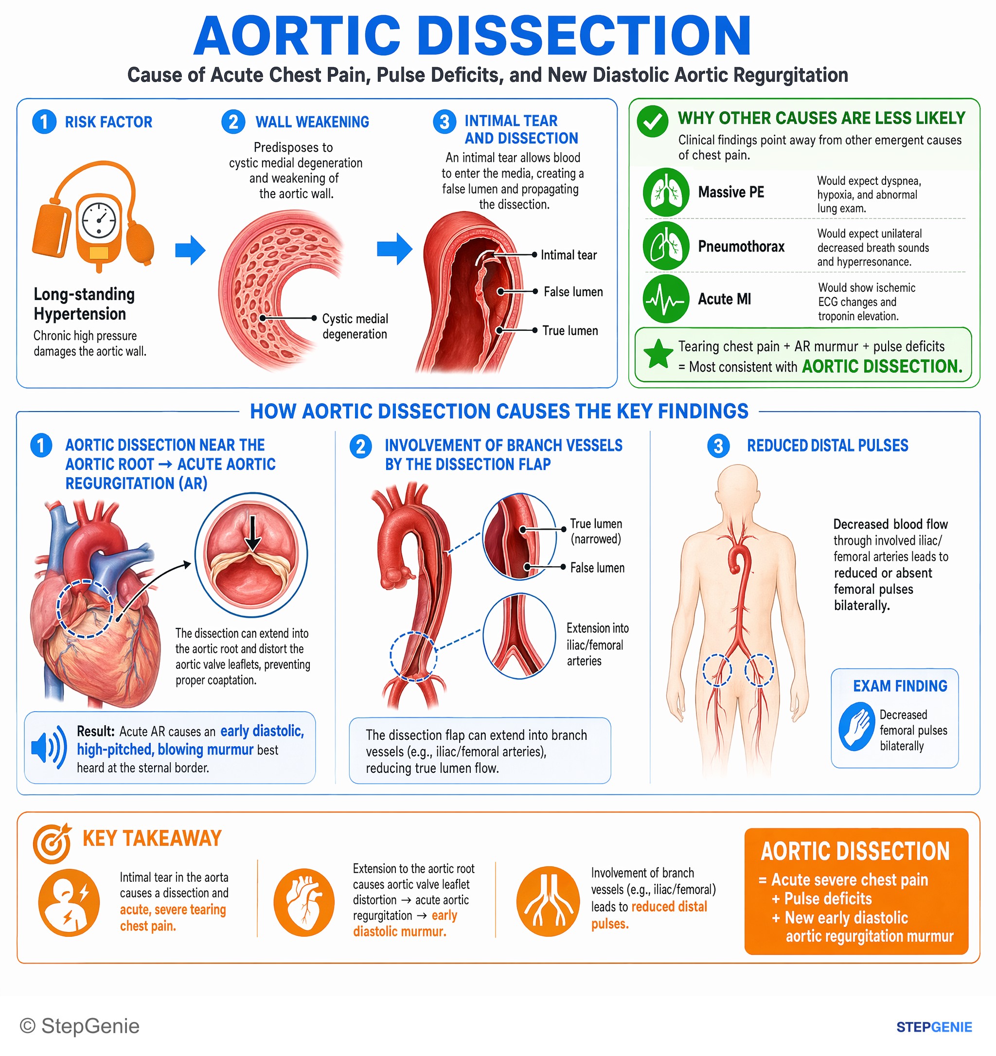 Aortic and peripheral artery diseases — StepGenie USMLE Step 2 explanation infographic