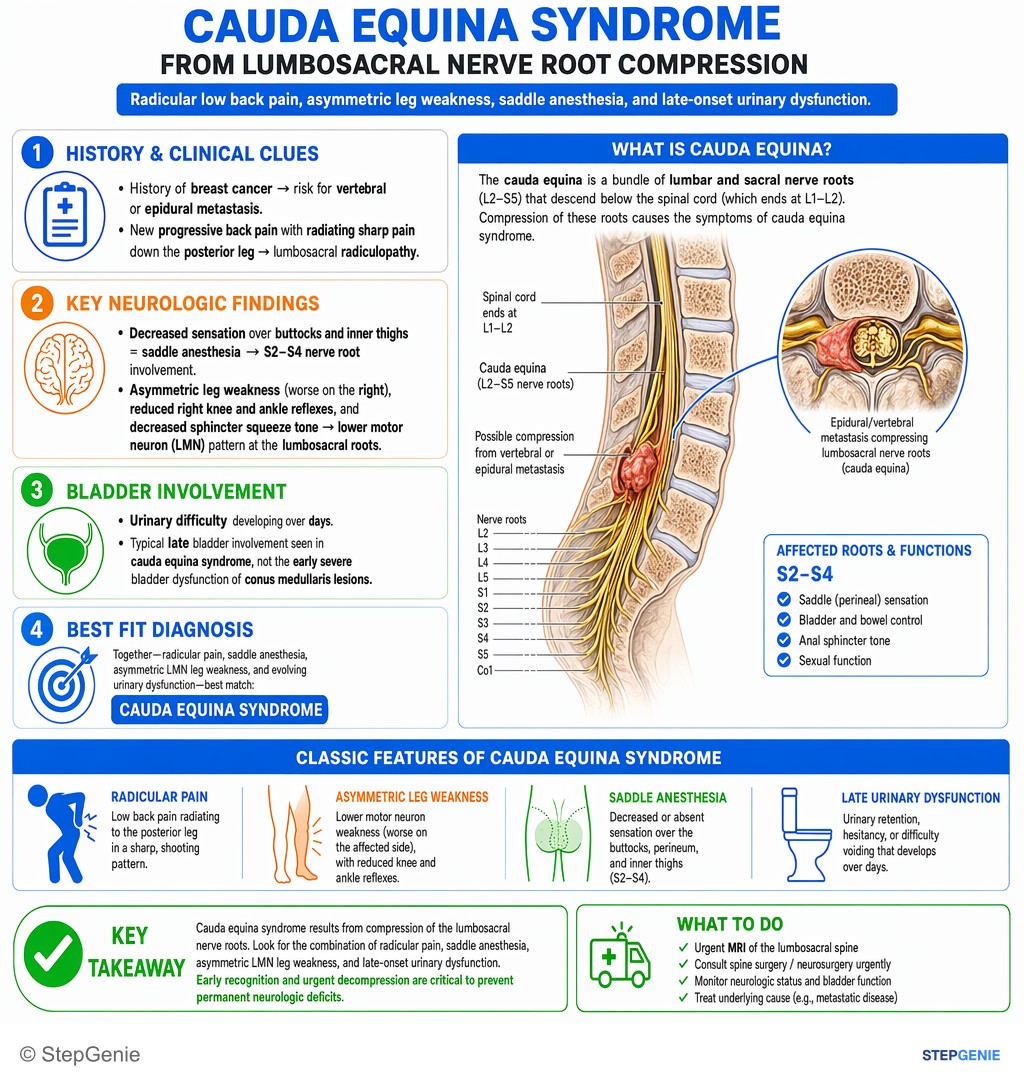 Spinal cord disorders — StepGenie USMLE Step 2 explanation infographic