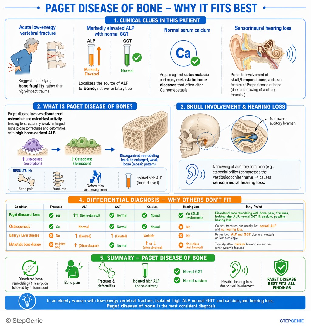 Metabolic bone disorders — StepGenie USMLE Step 2 explanation infographic