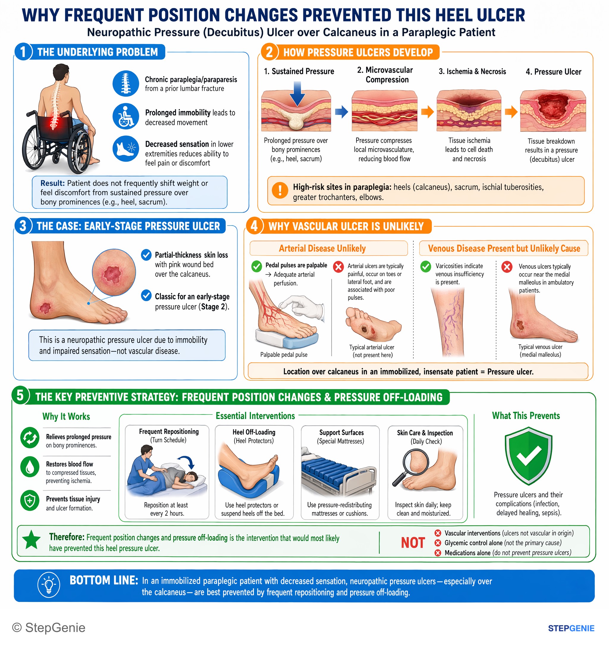 Bone, joint, and soft tissue injuries and infections — StepGenie USMLE Step 2 explanation infographic