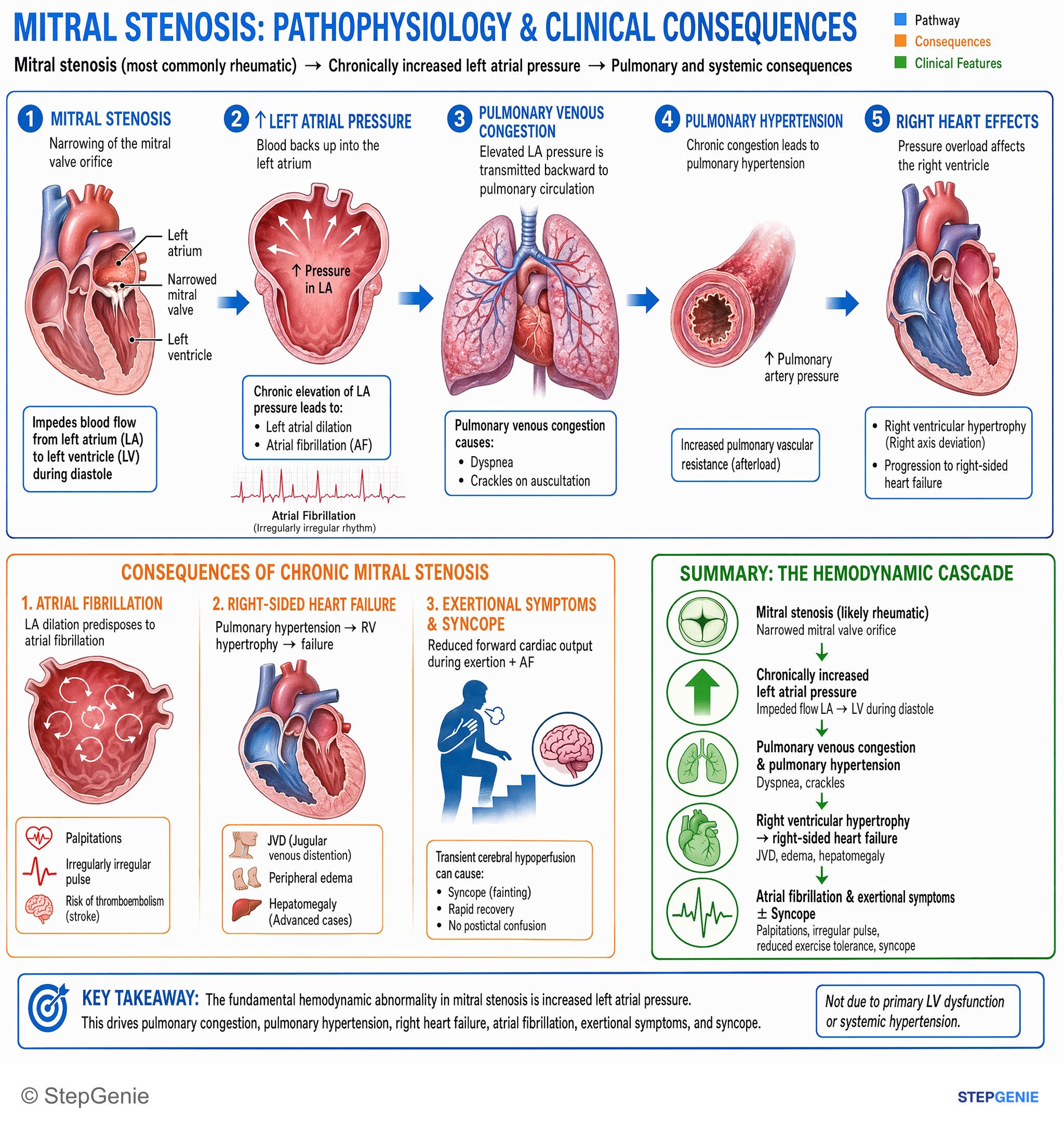 Valvular heart diseases — StepGenie USMLE Step 1 explanation infographic