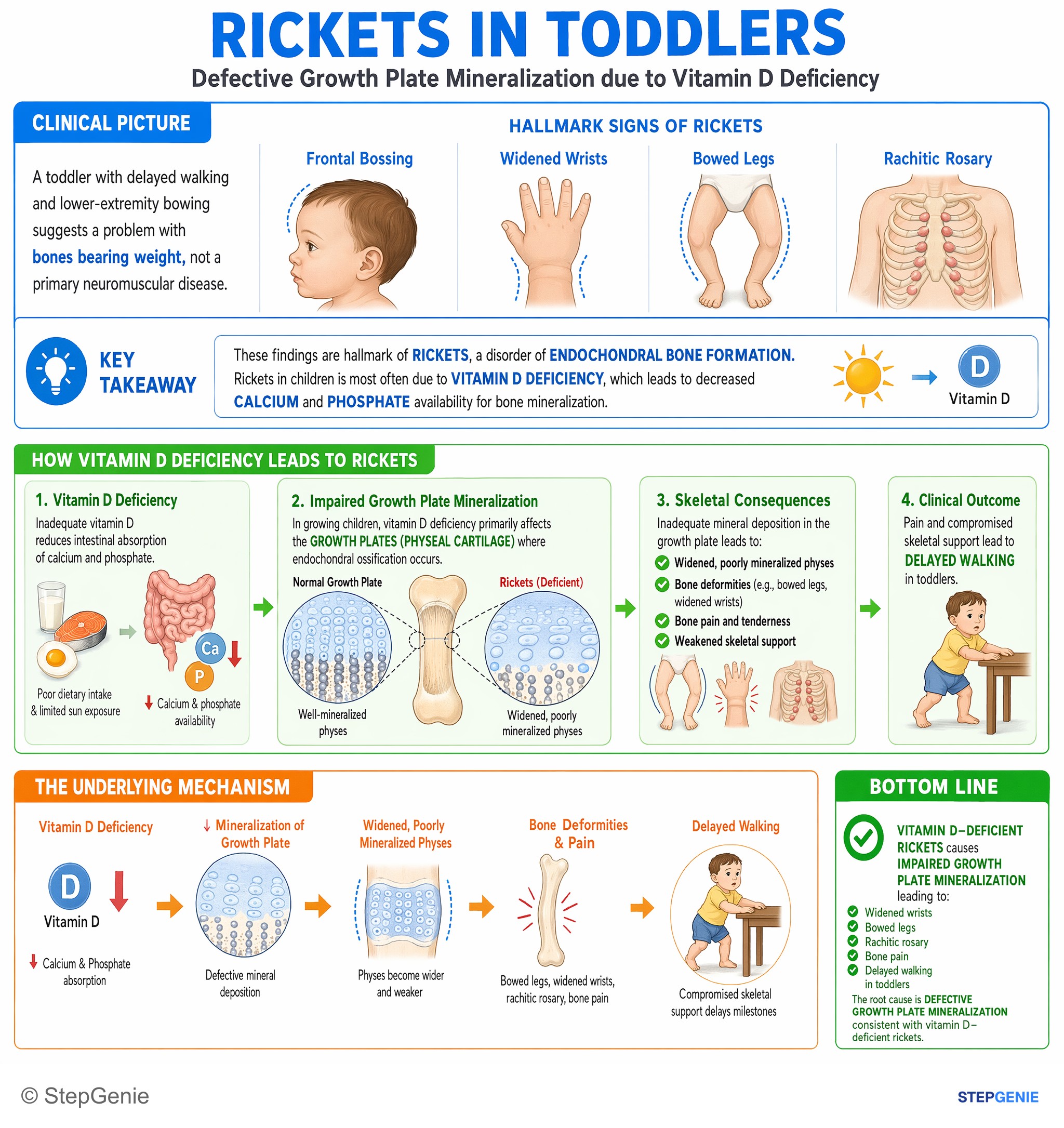 PTH, Ca, PO4, ALP, Vit D stuff — StepGenie USMLE Step 1 explanation infographic