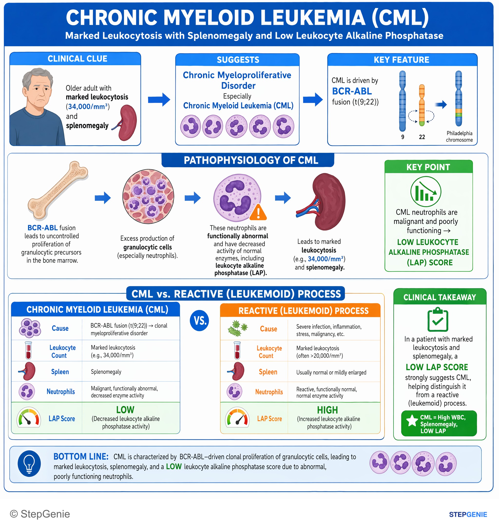 WBC disorders — StepGenie USMLE Step 1 explanation infographic