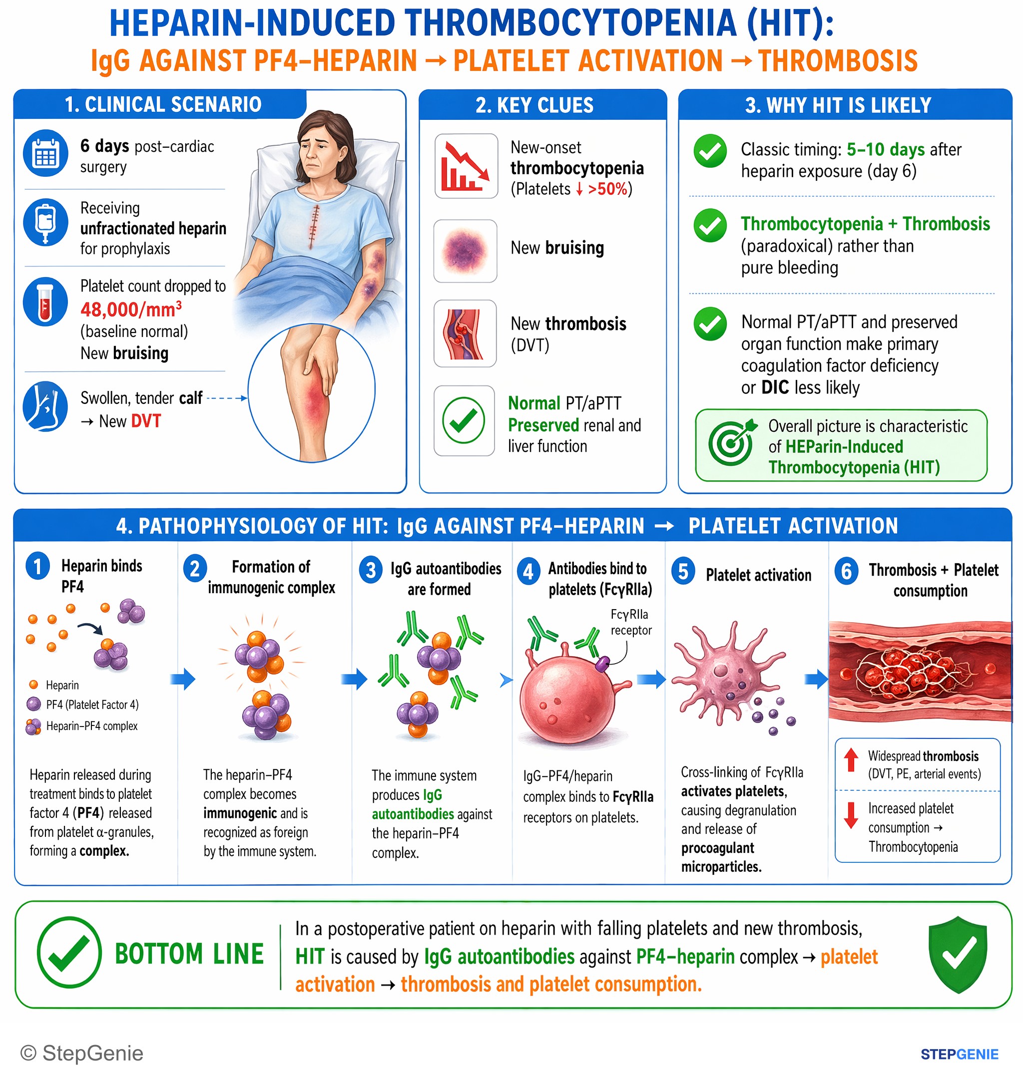 Platelet disorders — StepGenie USMLE Step 1 explanation infographic