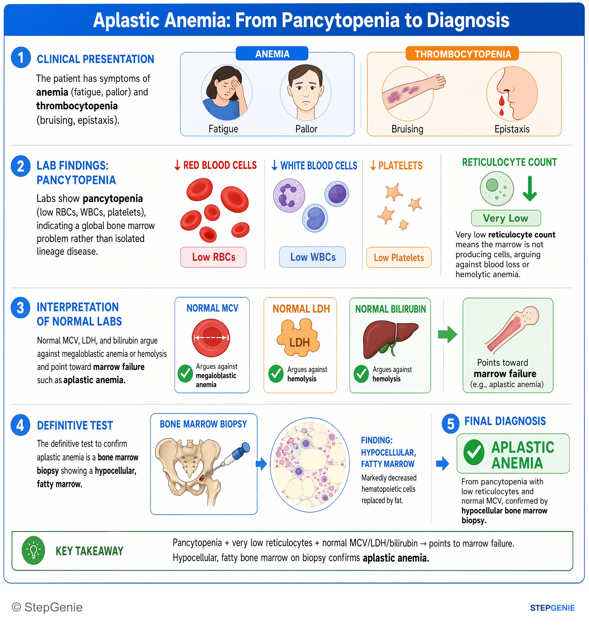 White blood cell disorders — StepGenie USMLE Step 2 explanation infographic