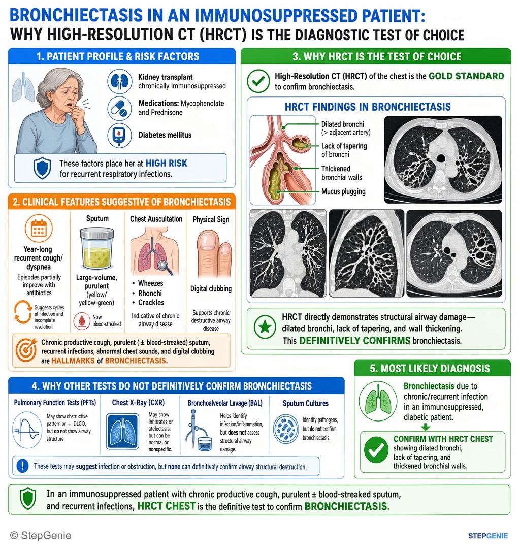 Pulmonary infections — StepGenie USMLE Step 2 explanation infographic