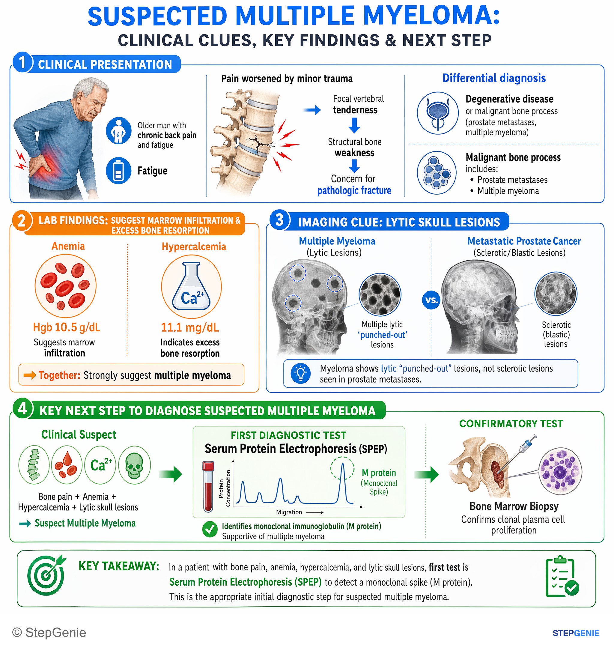 Plasma cell disorders — StepGenie USMLE Step 2 explanation infographic