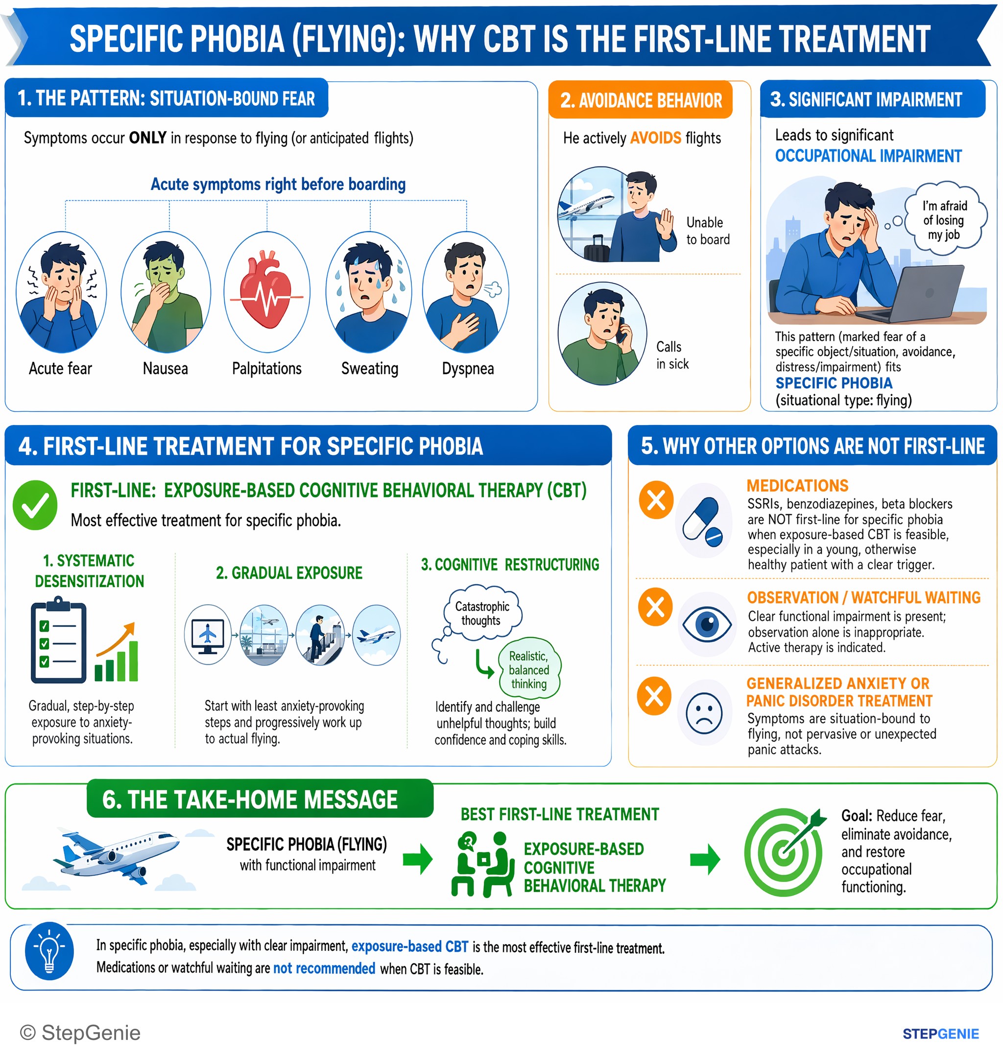 Anxiety and trauma-related disorders — StepGenie USMLE Step 2 explanation infographic