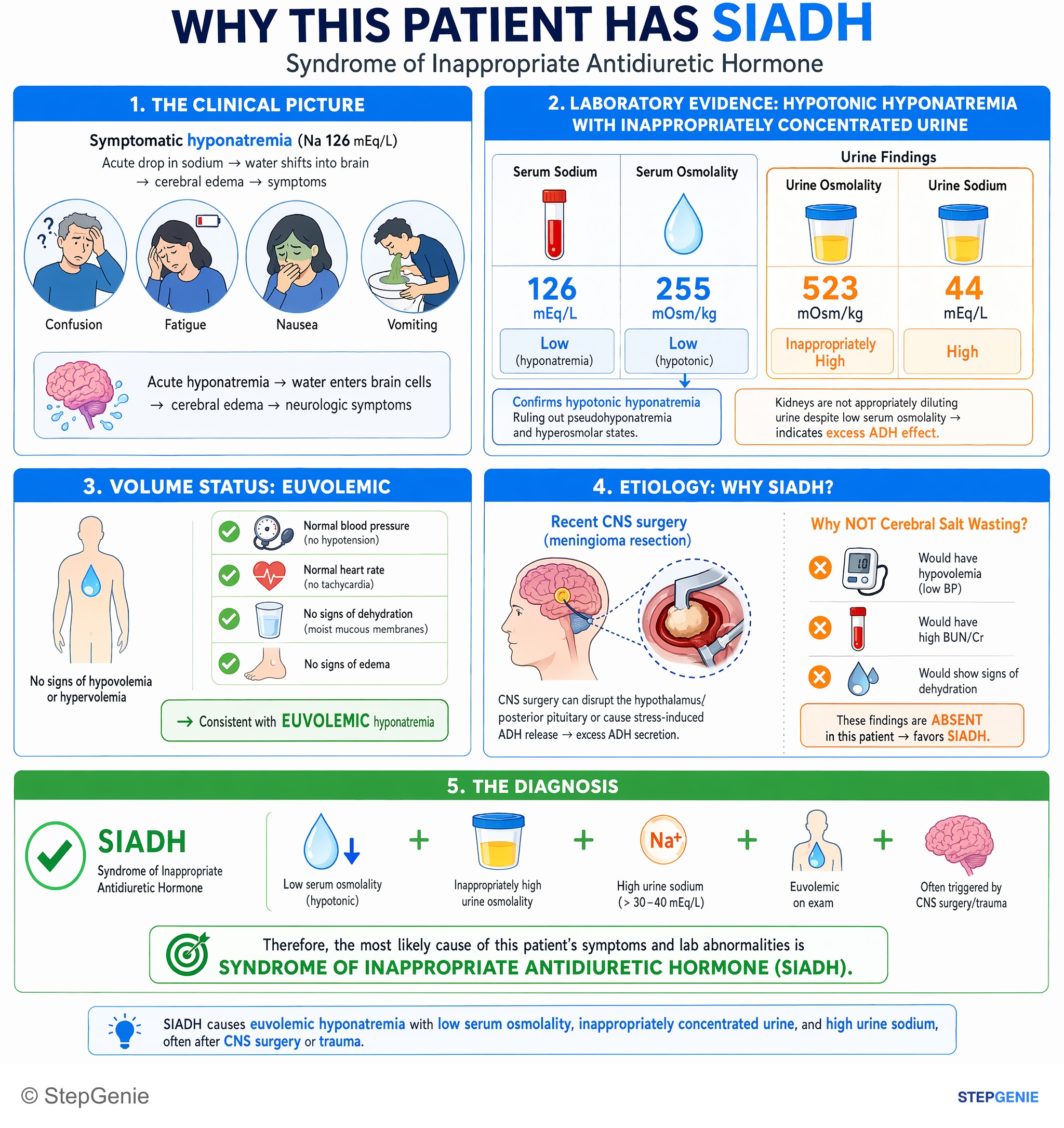 Fluid, electrolytes, and acid-base — StepGenie USMLE Step 2 explanation infographic