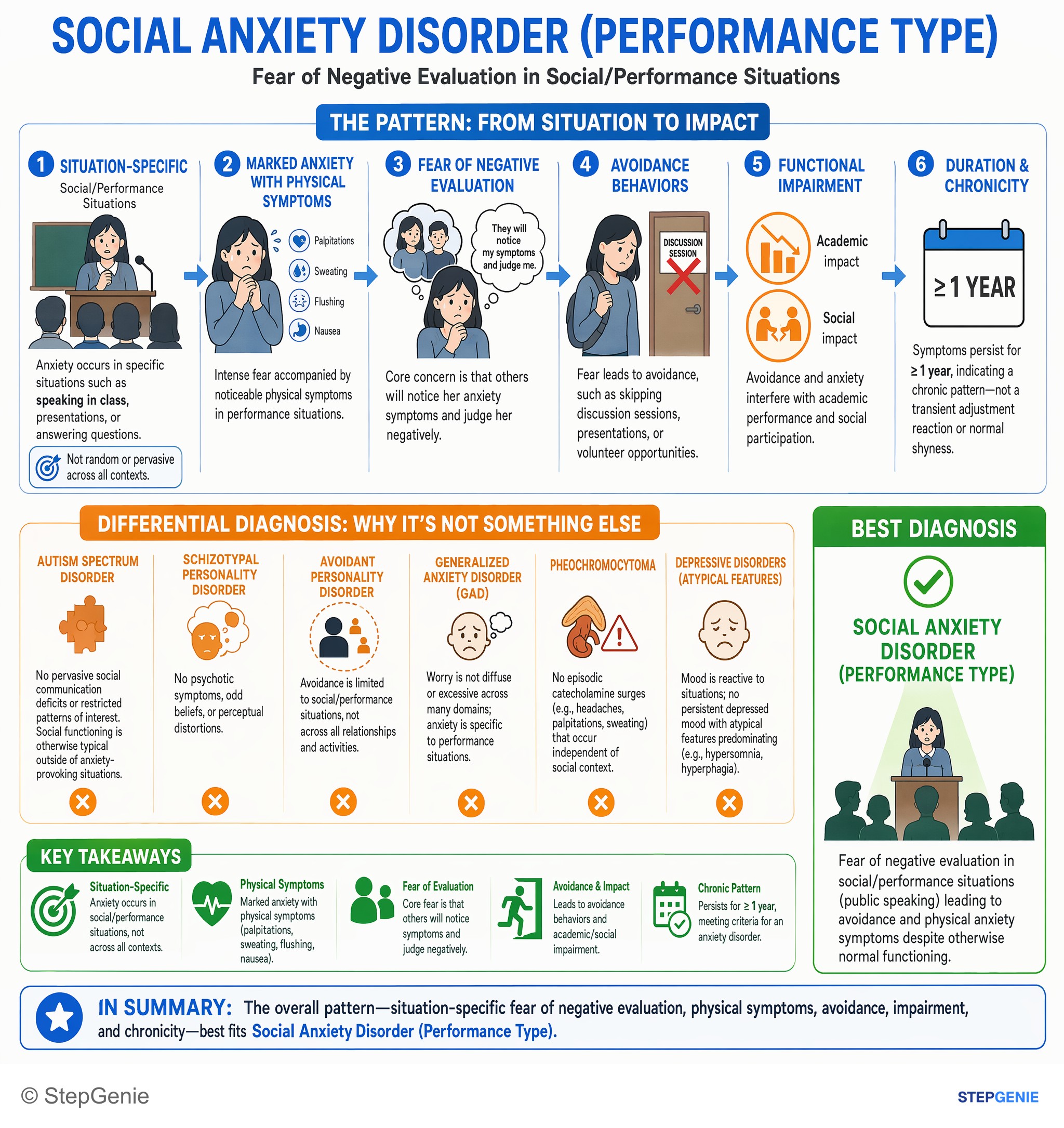 Anxiety and trauma-related disorders — StepGenie USMLE Step 2 explanation infographic