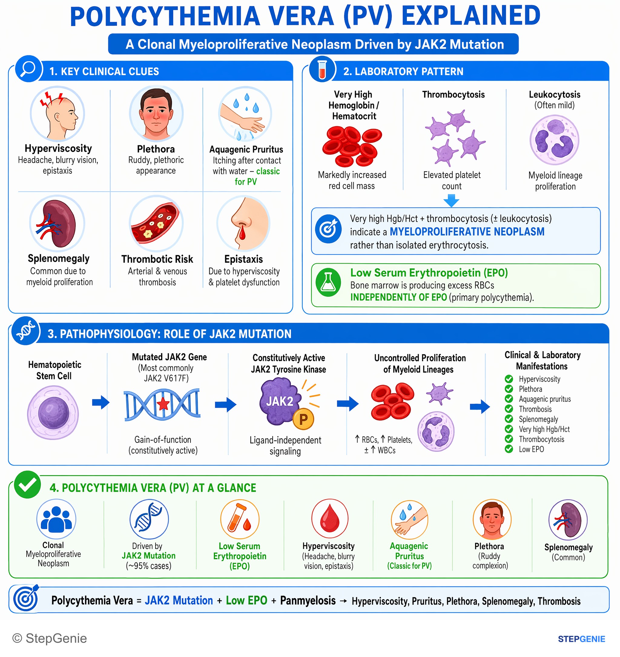 Disorders of RBCs and hemoglobin — StepGenie USMLE Step 1 explanation infographic