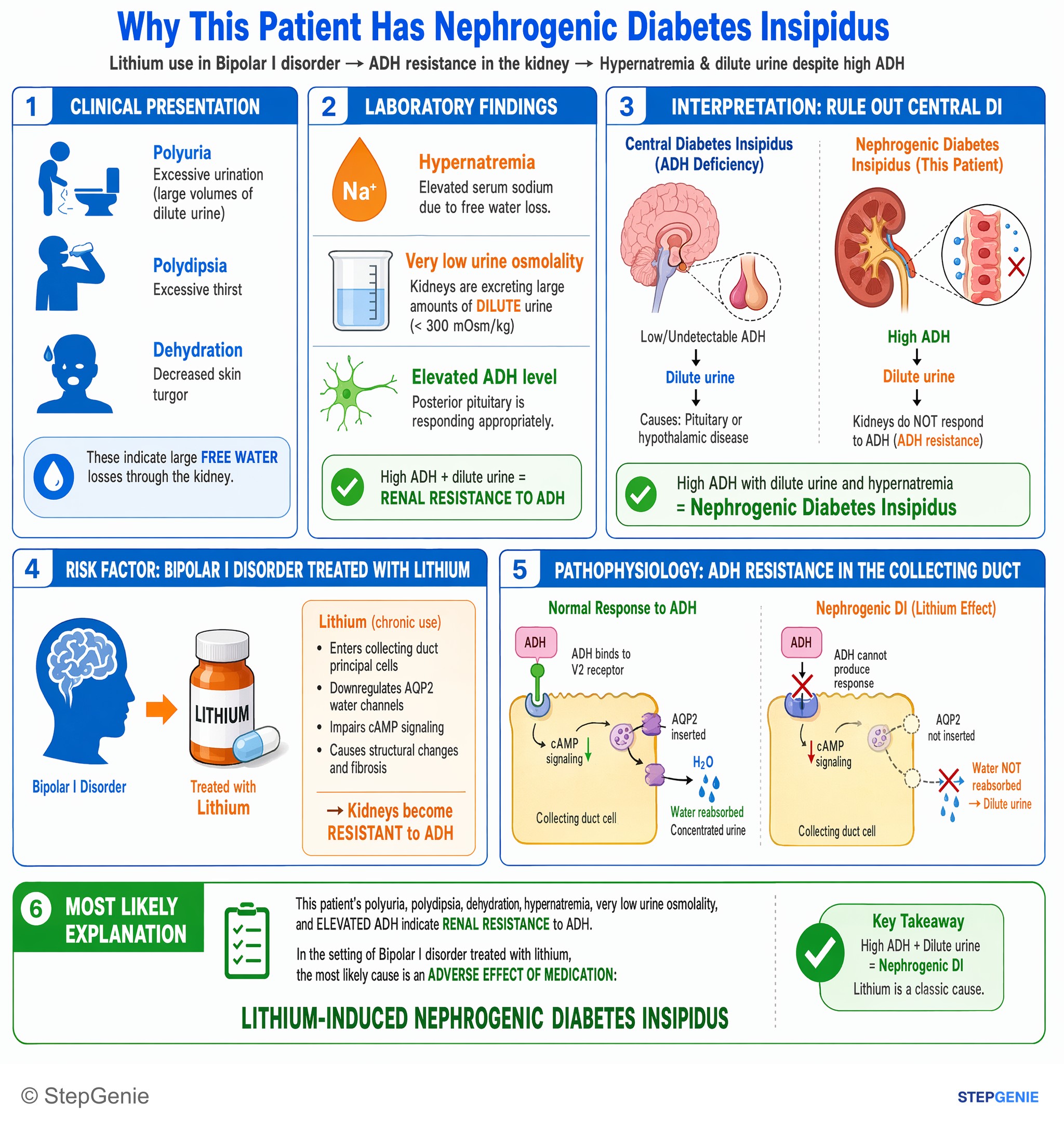 Fluid, electrolytes, and acid-base — StepGenie USMLE Step 1 explanation infographic