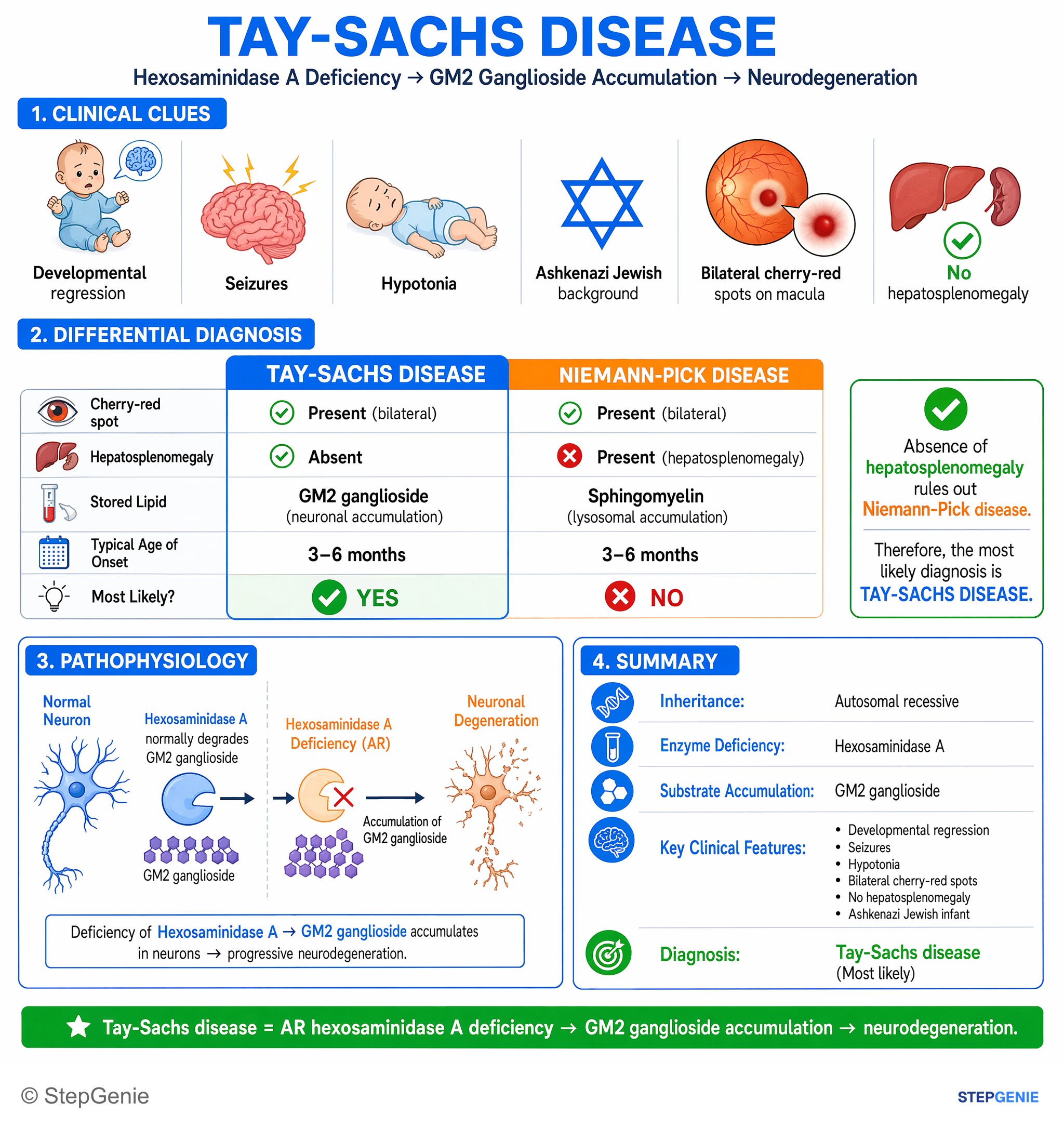 Neurodegenerative disorders and dementias — StepGenie USMLE Step 1 explanation infographic
