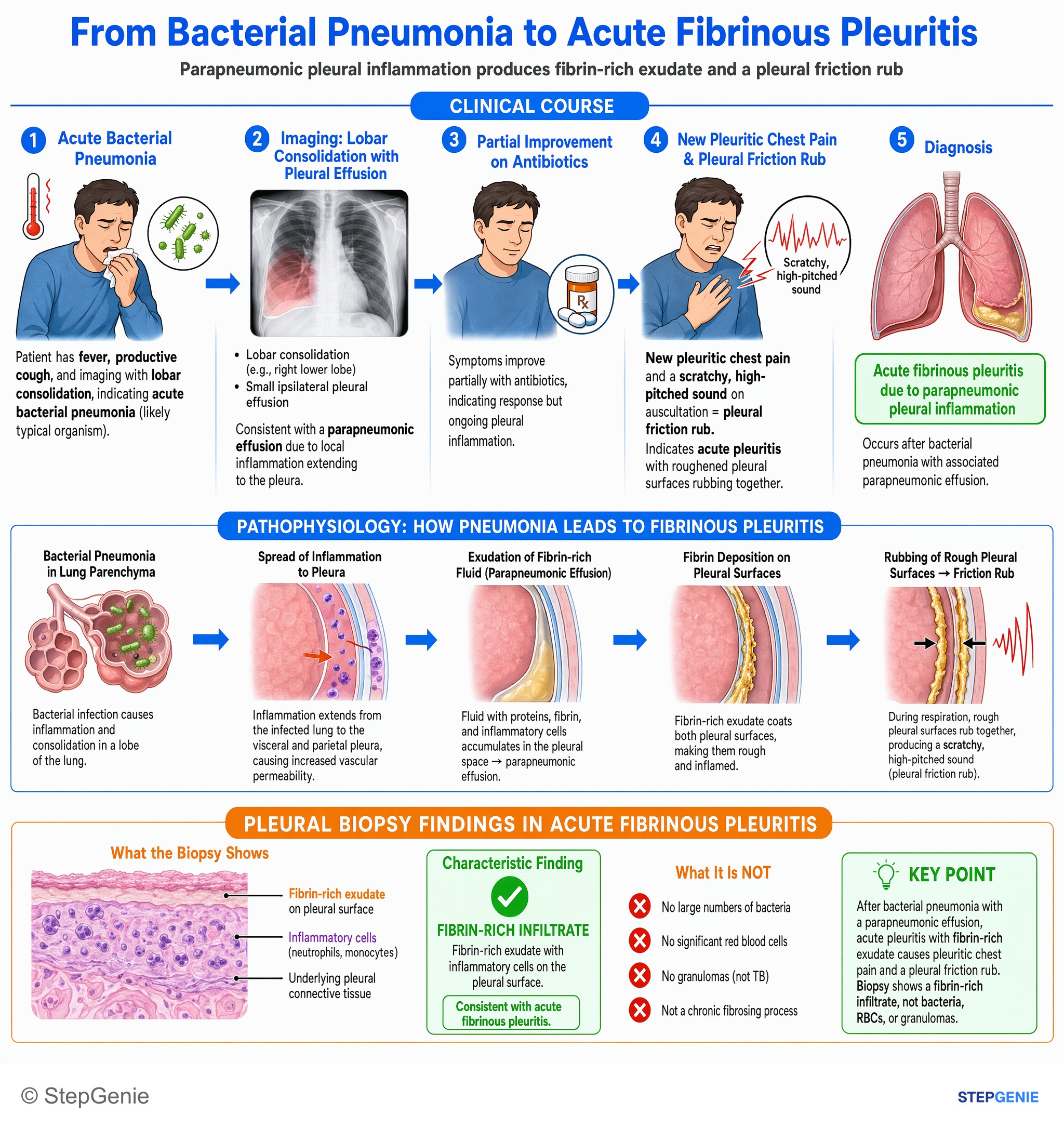 Pulmonary infections — StepGenie USMLE Step 1 explanation infographic