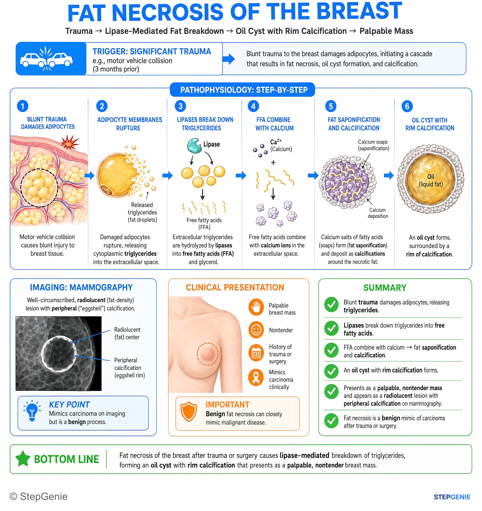 Breast disorders — StepGenie USMLE Step 1 explanation infographic