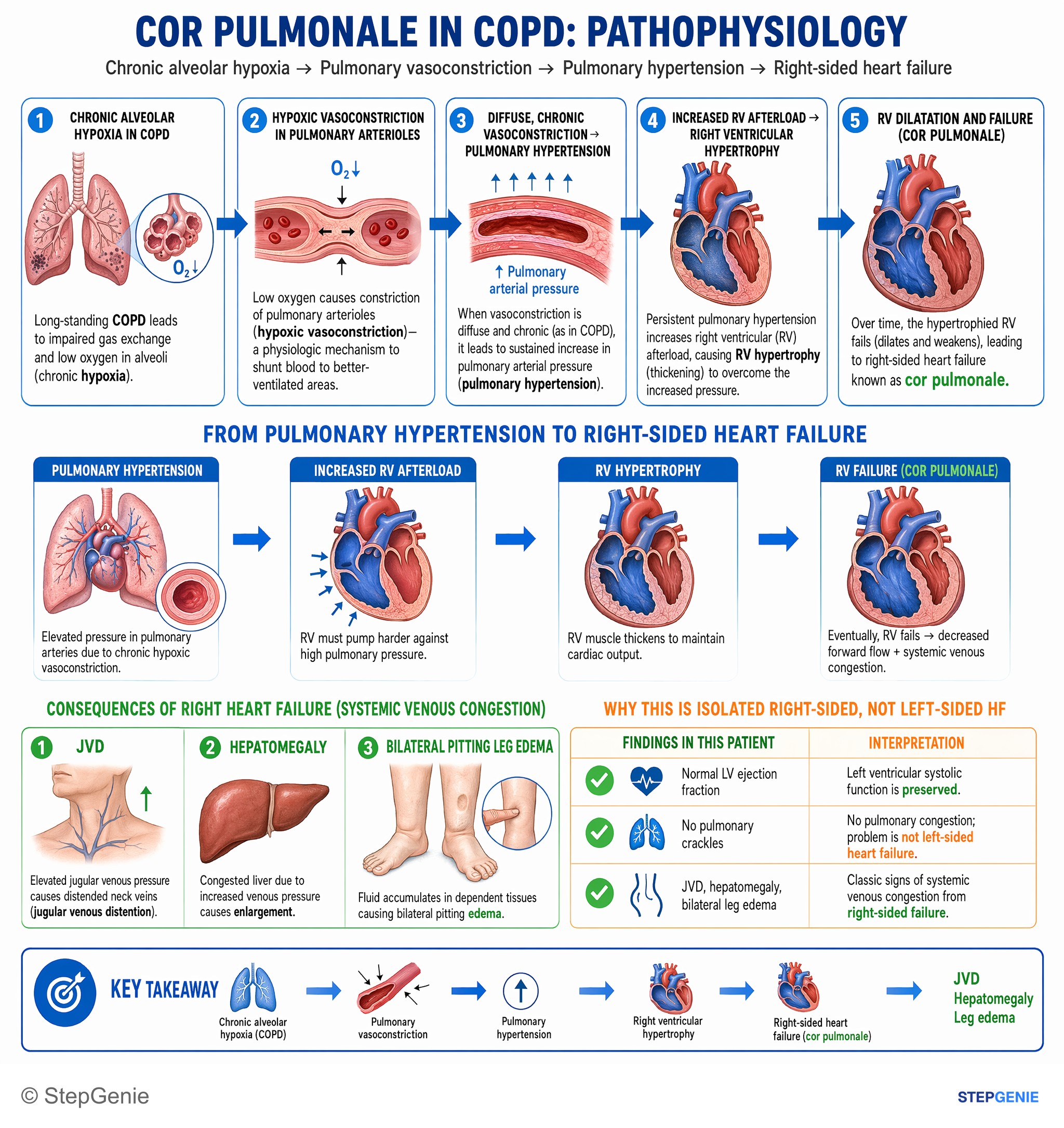 Cardio-induced lung pathology — StepGenie USMLE Step 1 explanation infographic
