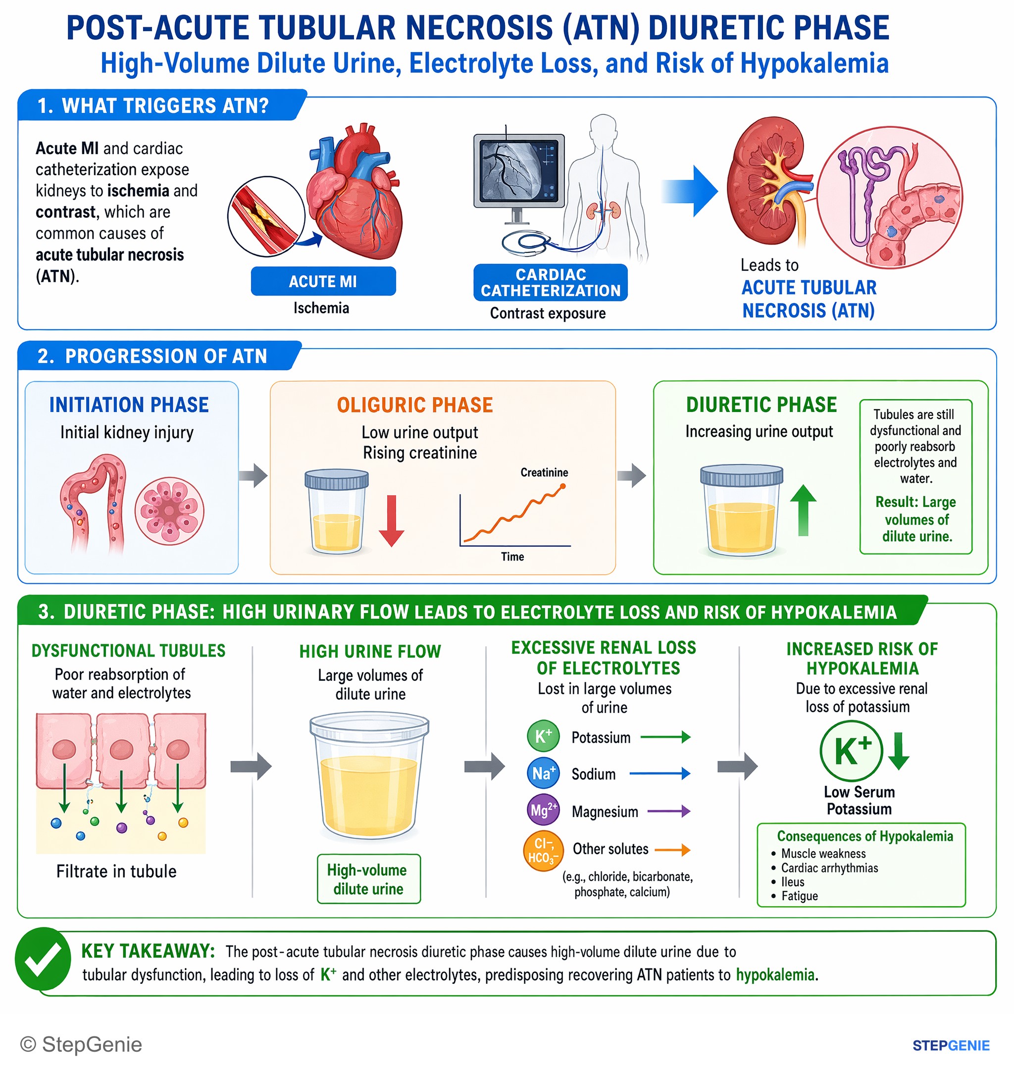Acute kidney injury — StepGenie USMLE Step 2 explanation infographic