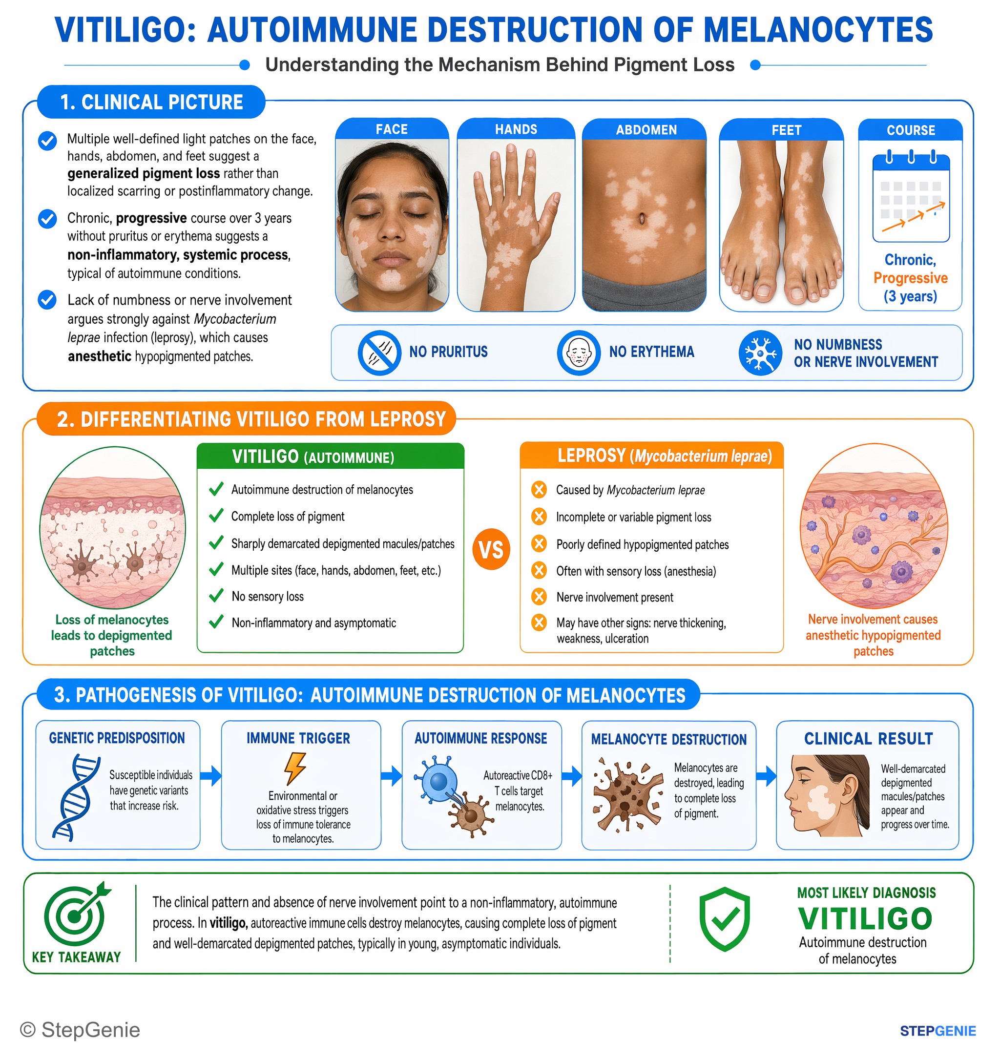 Inflammatory dermatoses and bullous diseases — StepGenie USMLE Step 1 explanation infographic