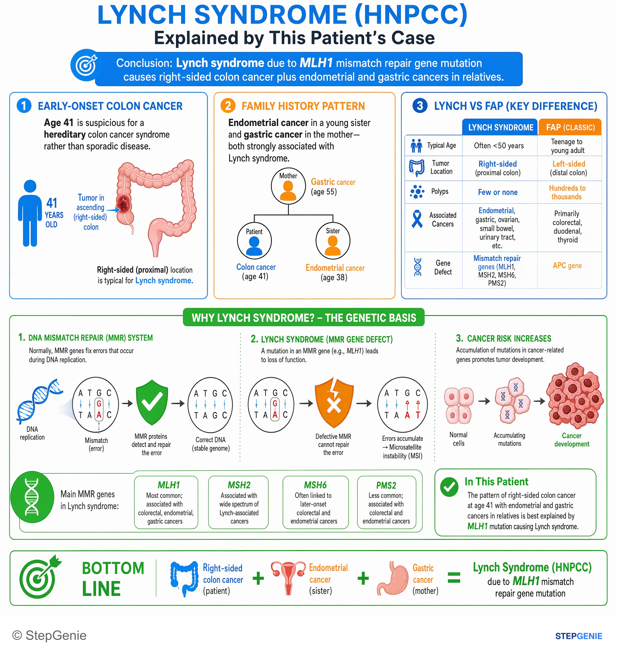 Tumors/Malignancy of the GI tract — StepGenie USMLE Step 1 explanation infographic