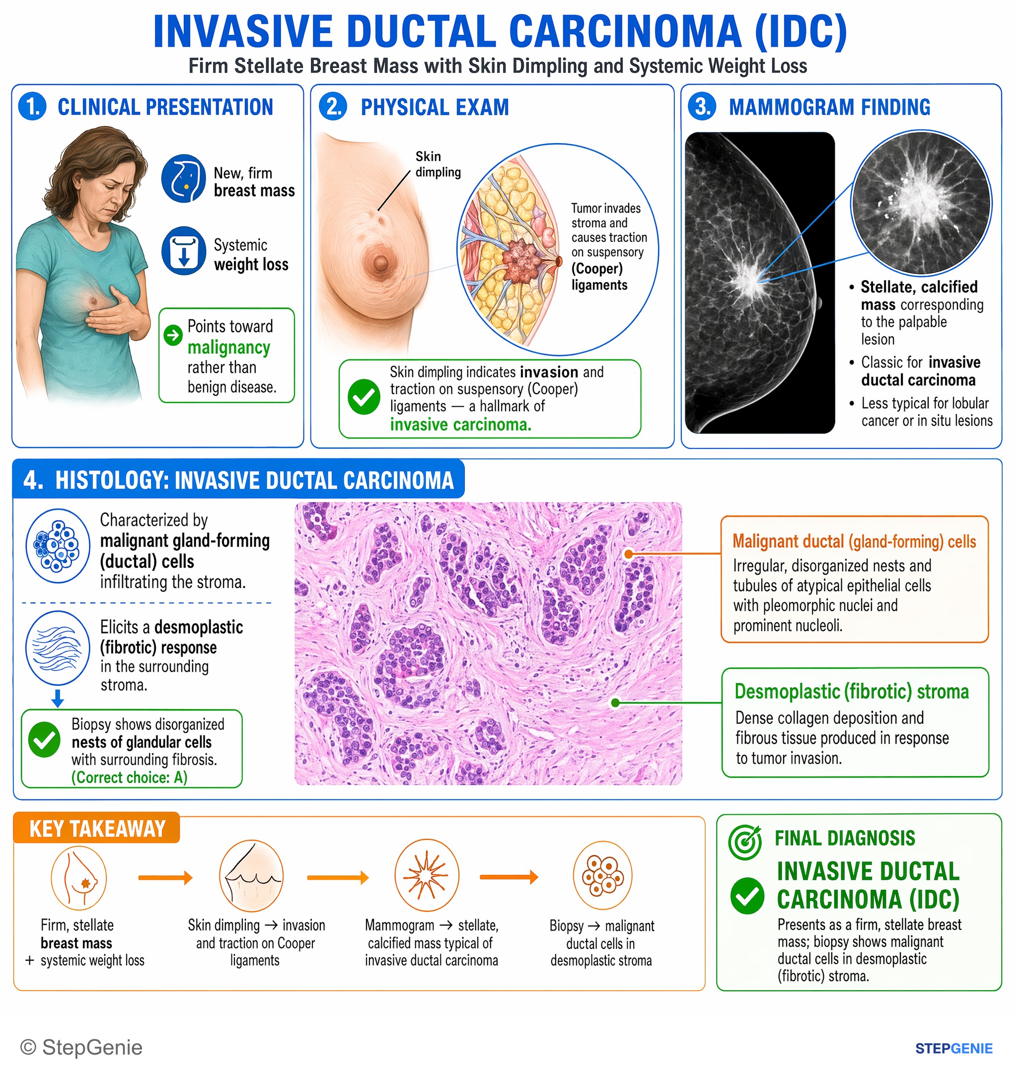 Breast tumors / malignancy — StepGenie USMLE Step 1 explanation infographic