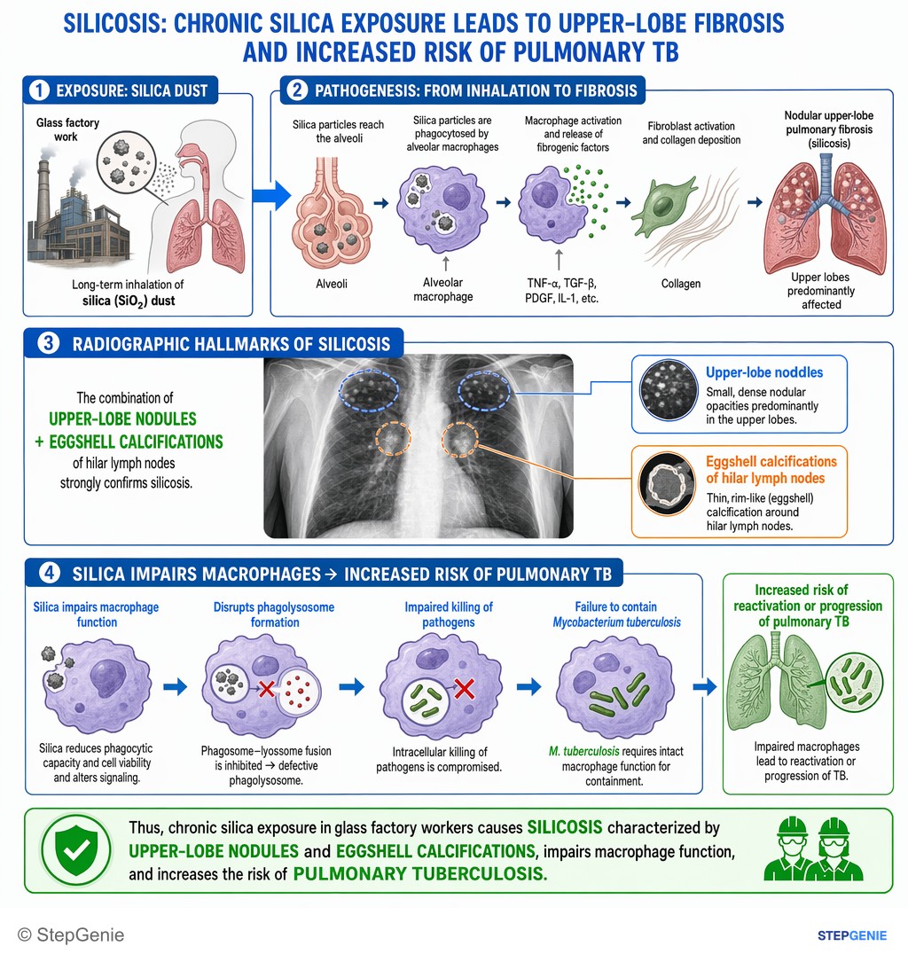 Interstitial pulmonary and other systemic disorders — StepGenie USMLE Step 2 explanation infographic