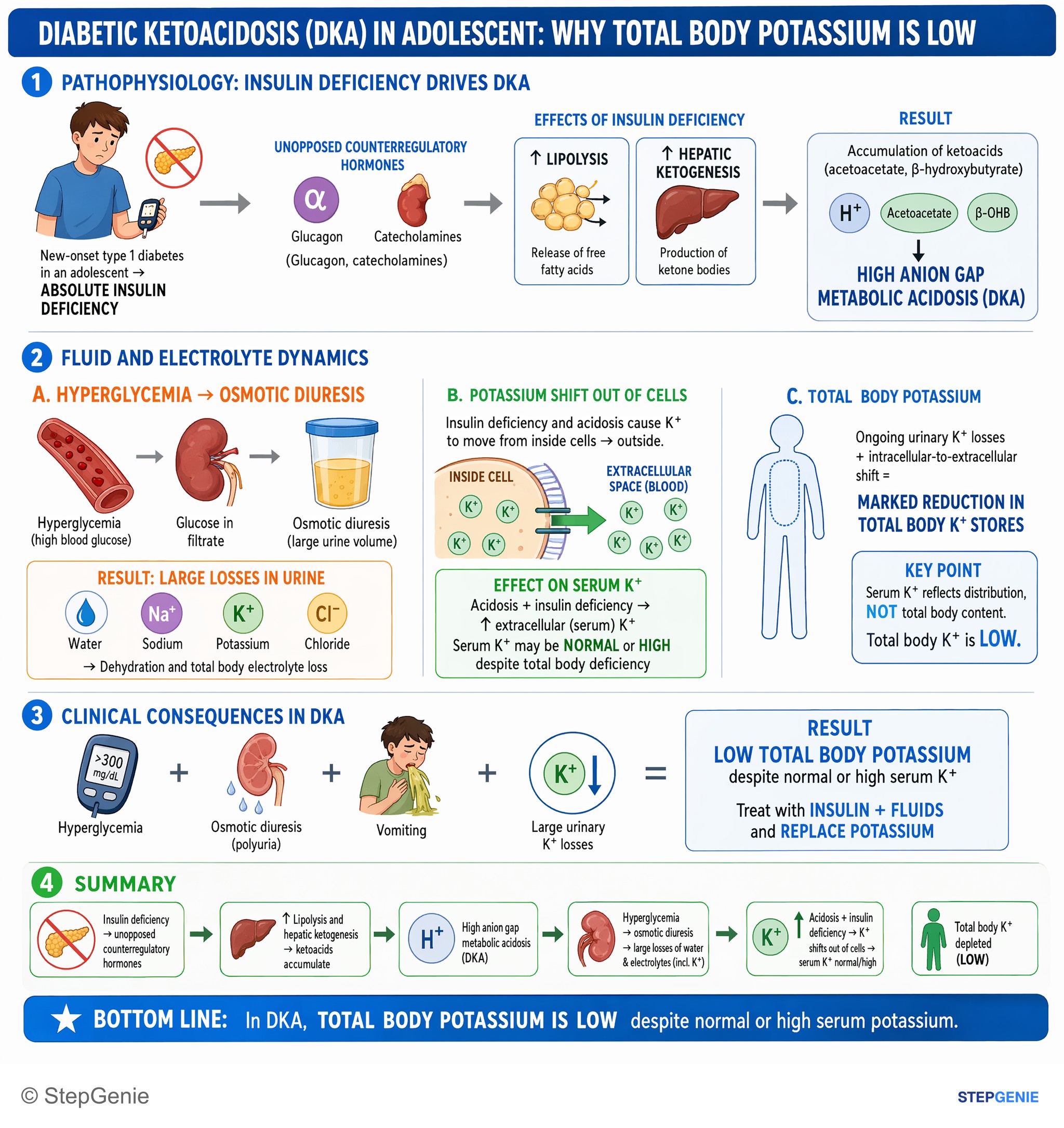 Diabetes mellitus — StepGenie USMLE Step 1 explanation infographic