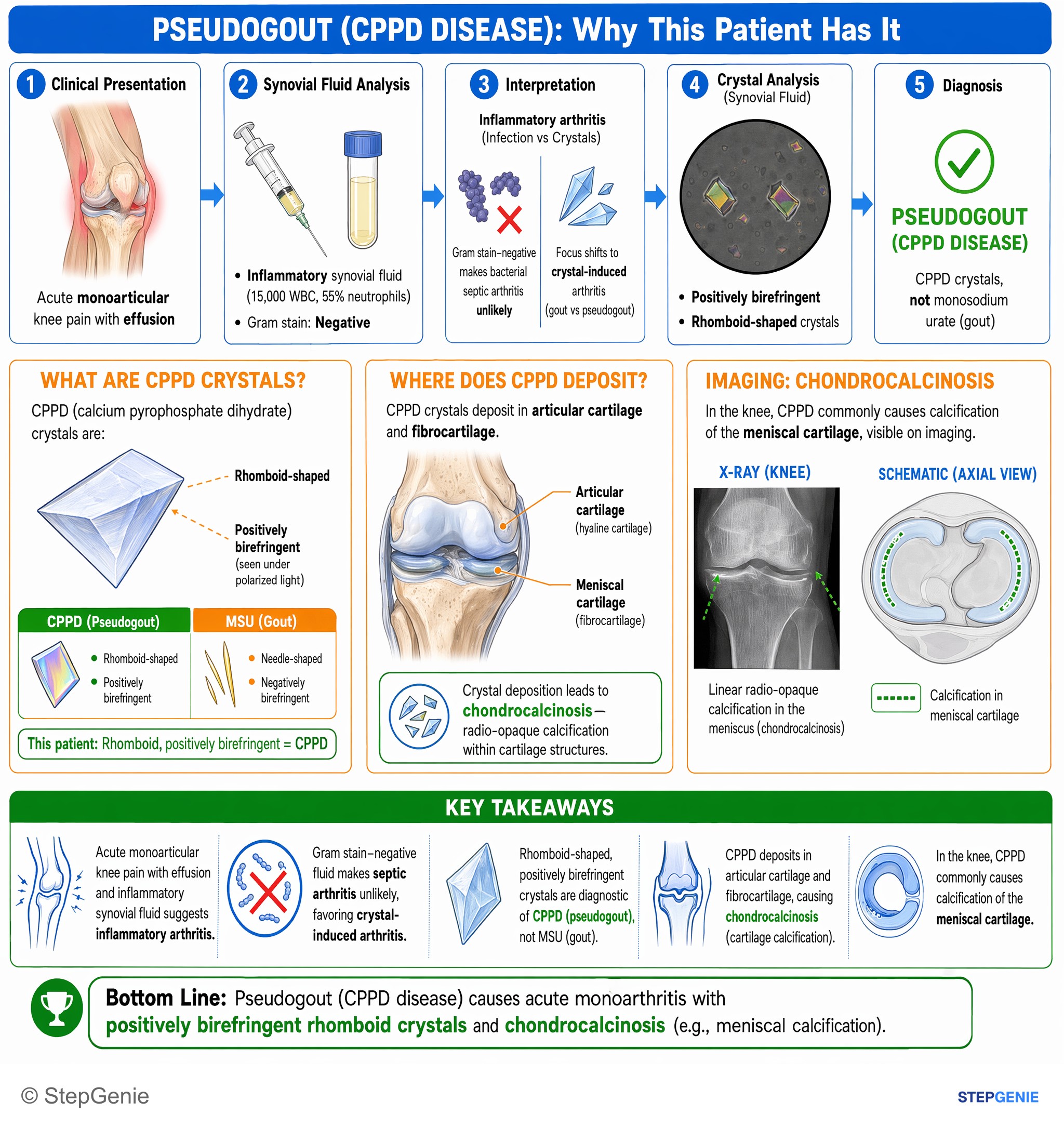 Arthritis and spondyloarthropathies — StepGenie USMLE Step 1 explanation infographic
