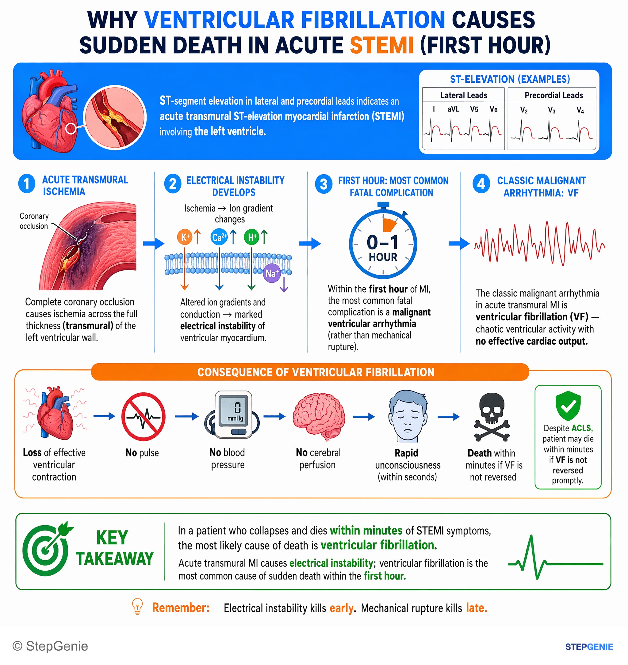 Ischemic heart disease — StepGenie USMLE Step 1 explanation infographic