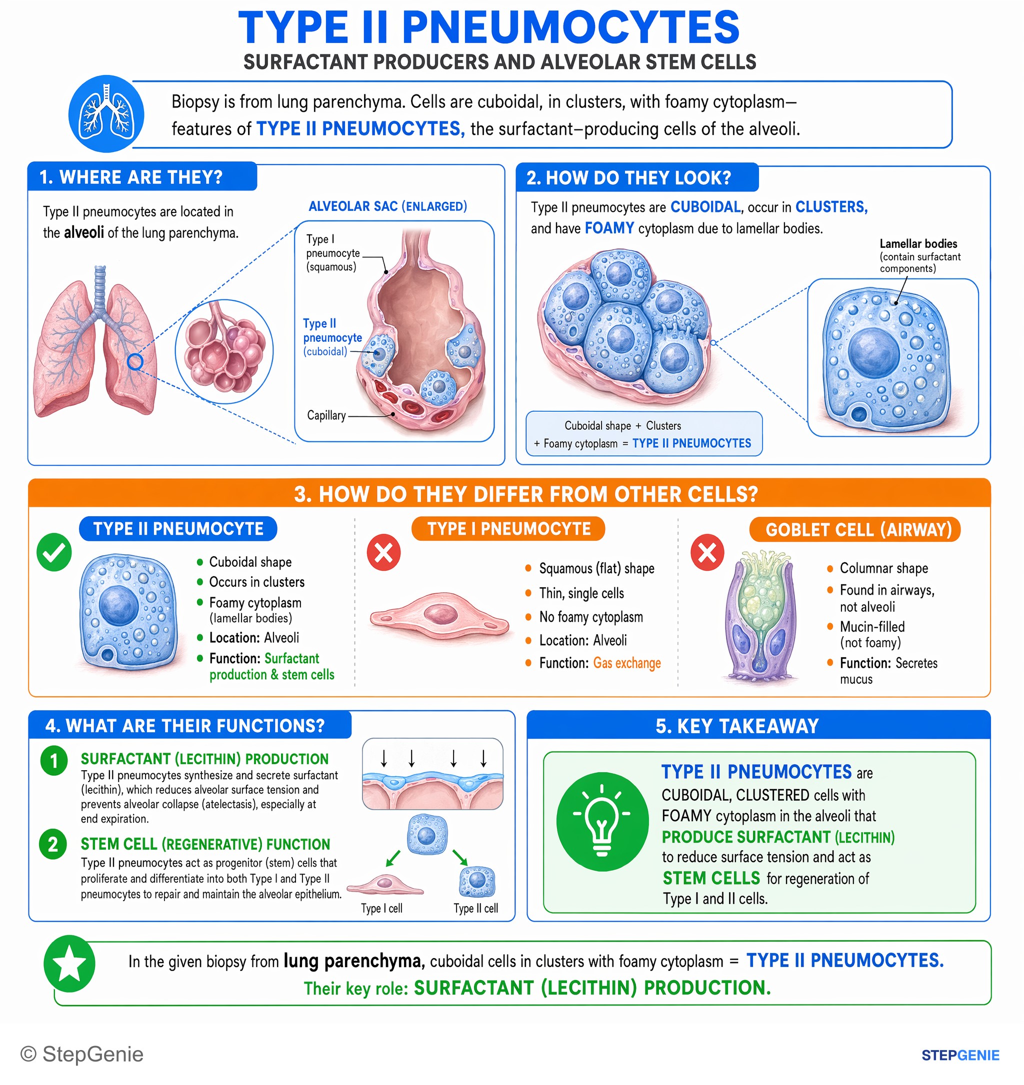 Normal pulmonary structure and function — StepGenie USMLE Step 1 explanation infographic