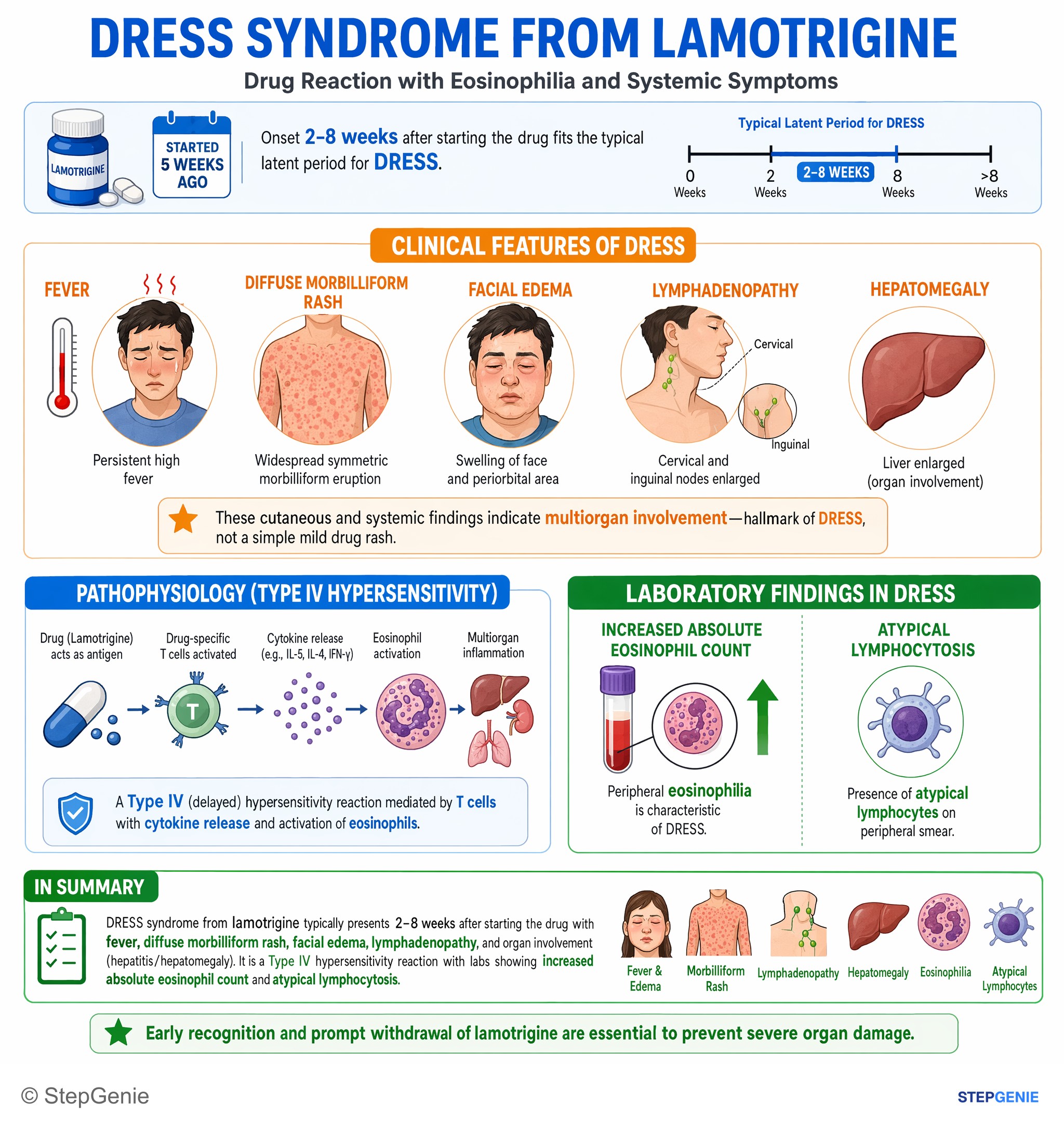 Drug reactions — StepGenie USMLE Step 1 explanation infographic