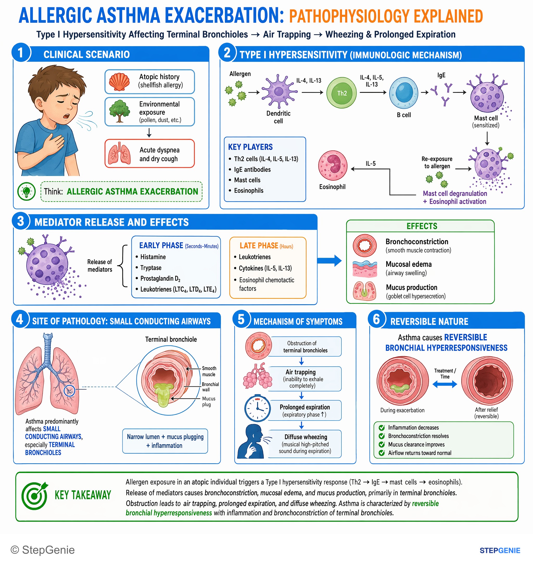 Obstructive lung disease — StepGenie USMLE Step 1 explanation infographic