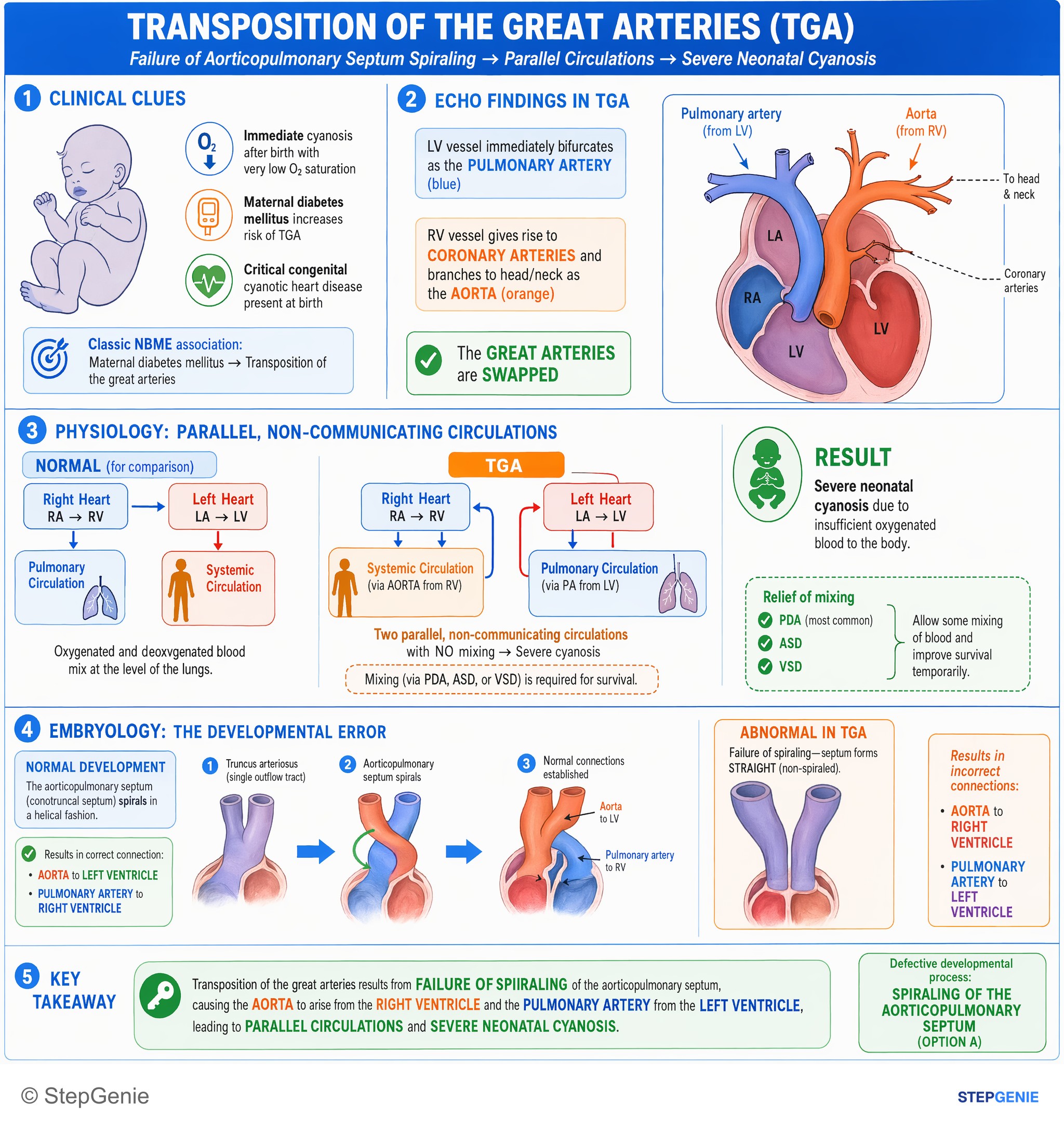 Congenital heart disease — StepGenie USMLE Step 1 explanation infographic