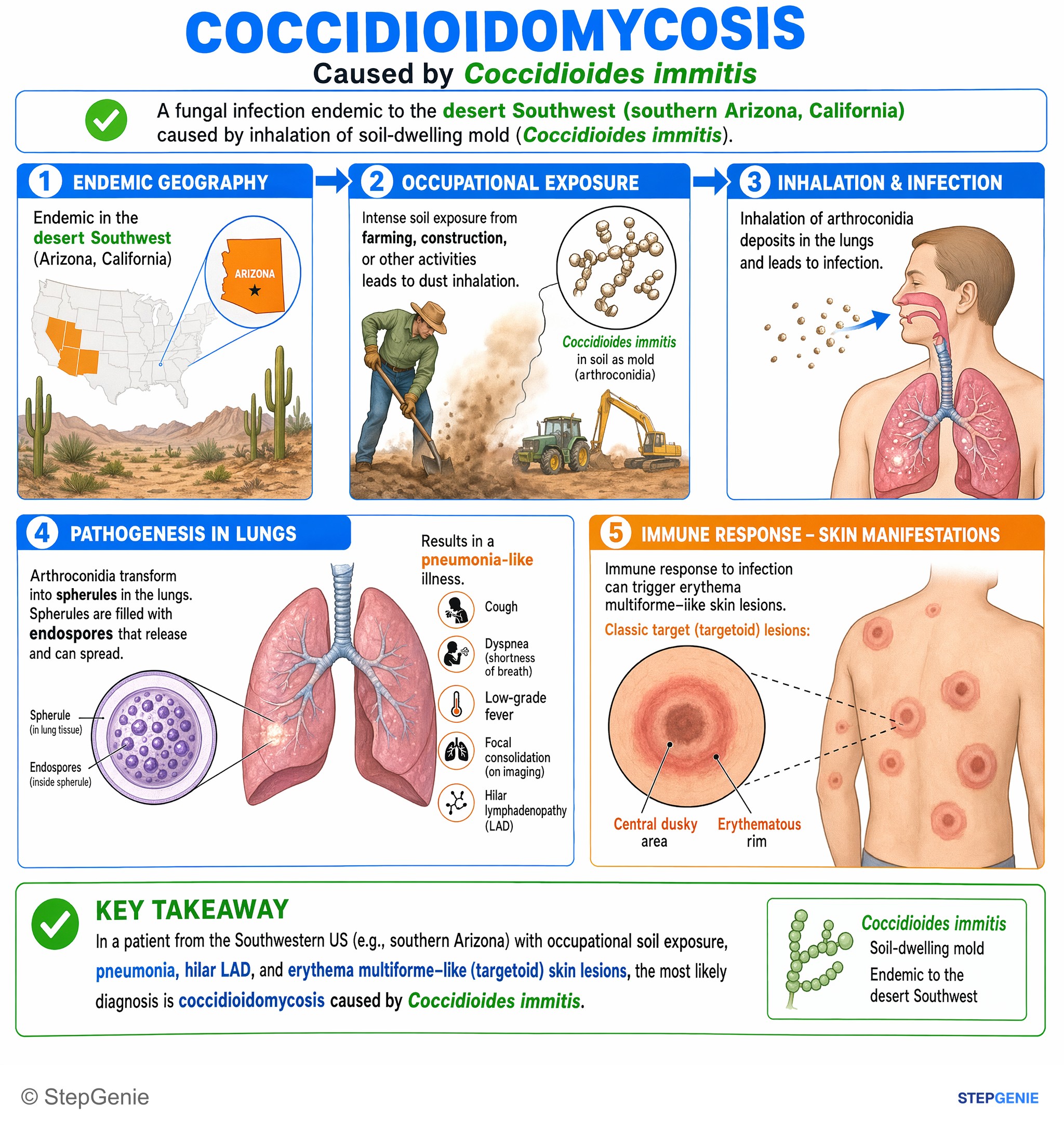 Fungal infections — StepGenie USMLE Step 1 explanation infographic