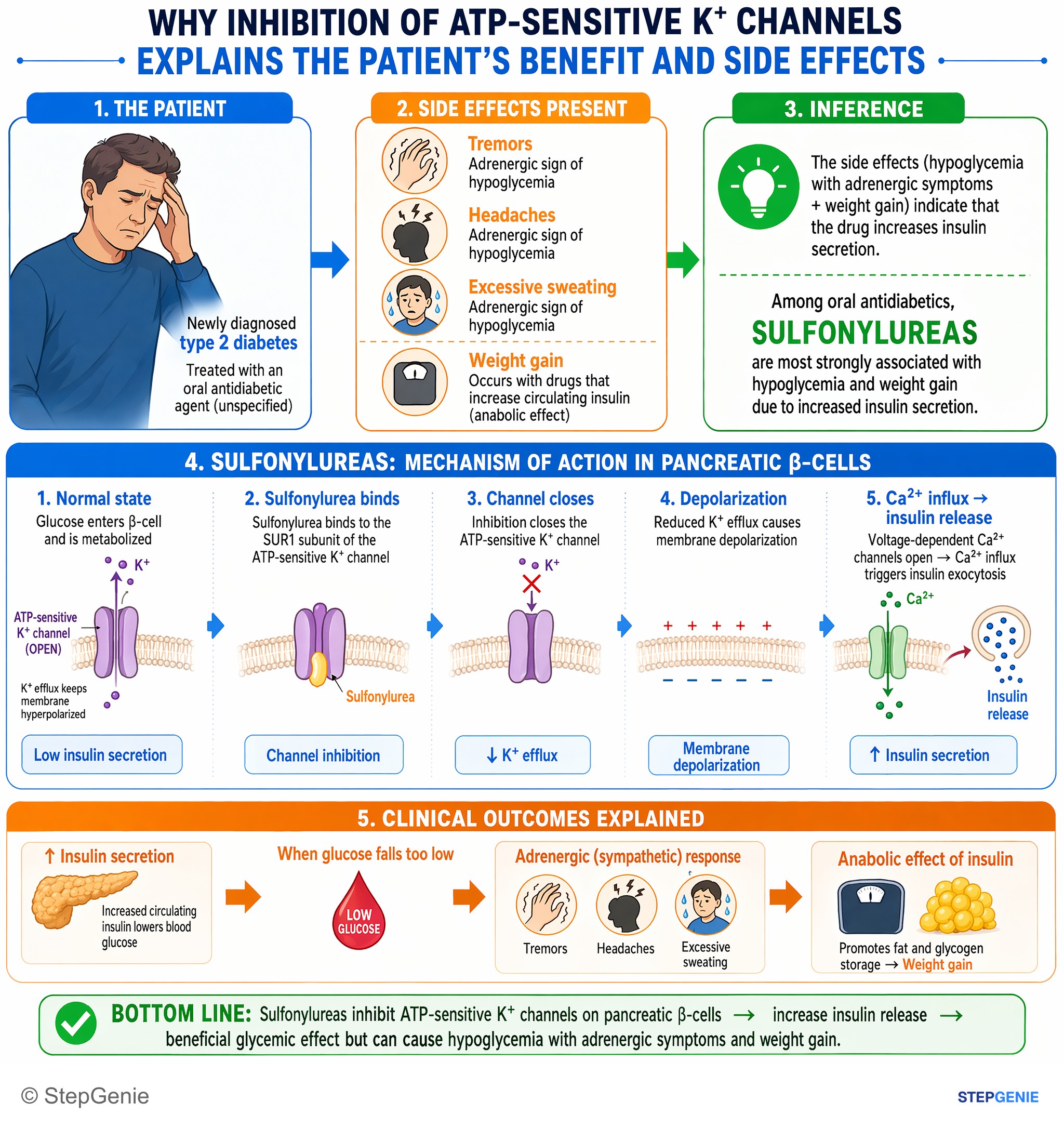 Diabetes mellitus — StepGenie USMLE Step 1 explanation infographic