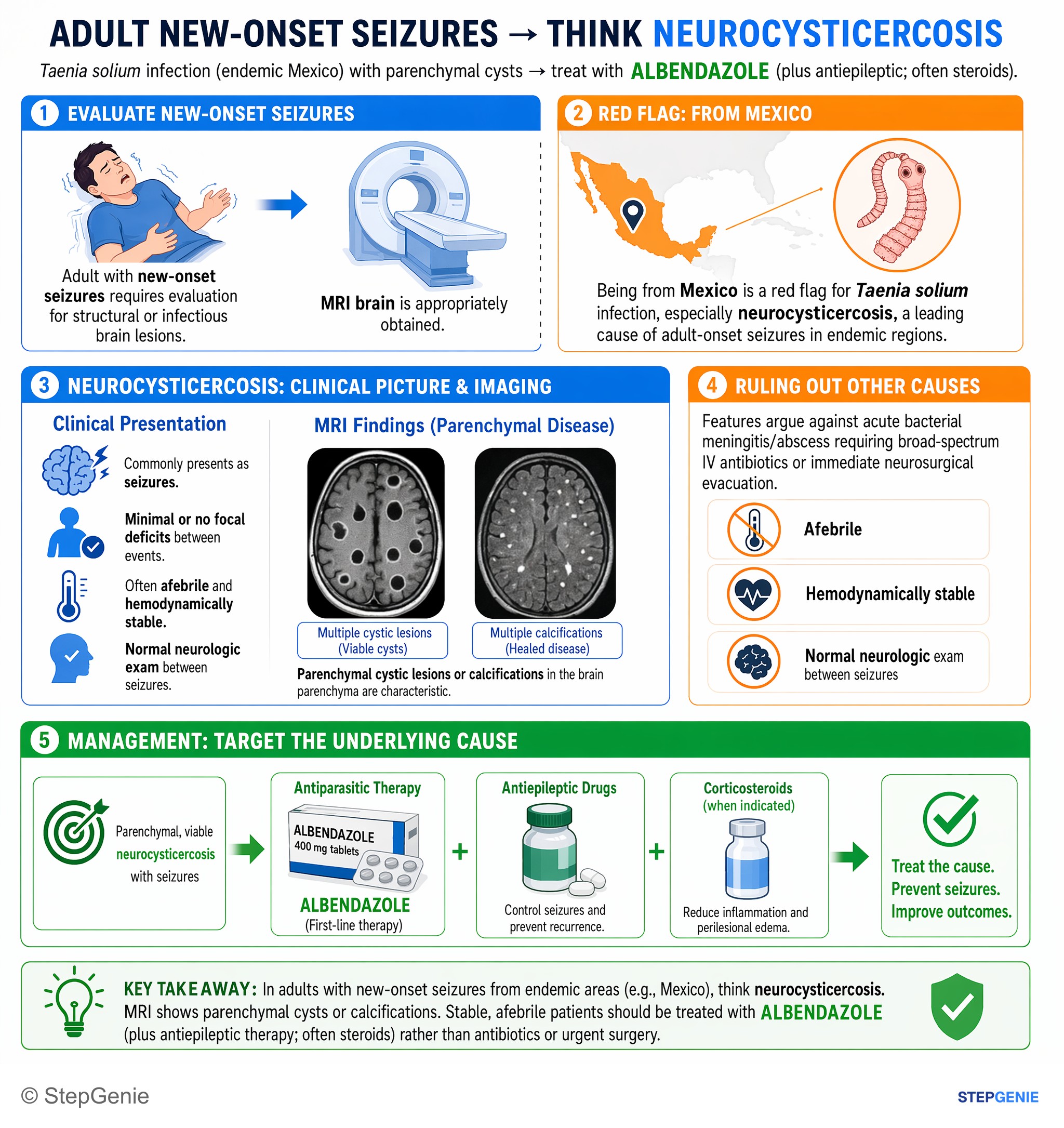 Parasitic and helminthic infections — StepGenie USMLE Step 2 explanation infographic