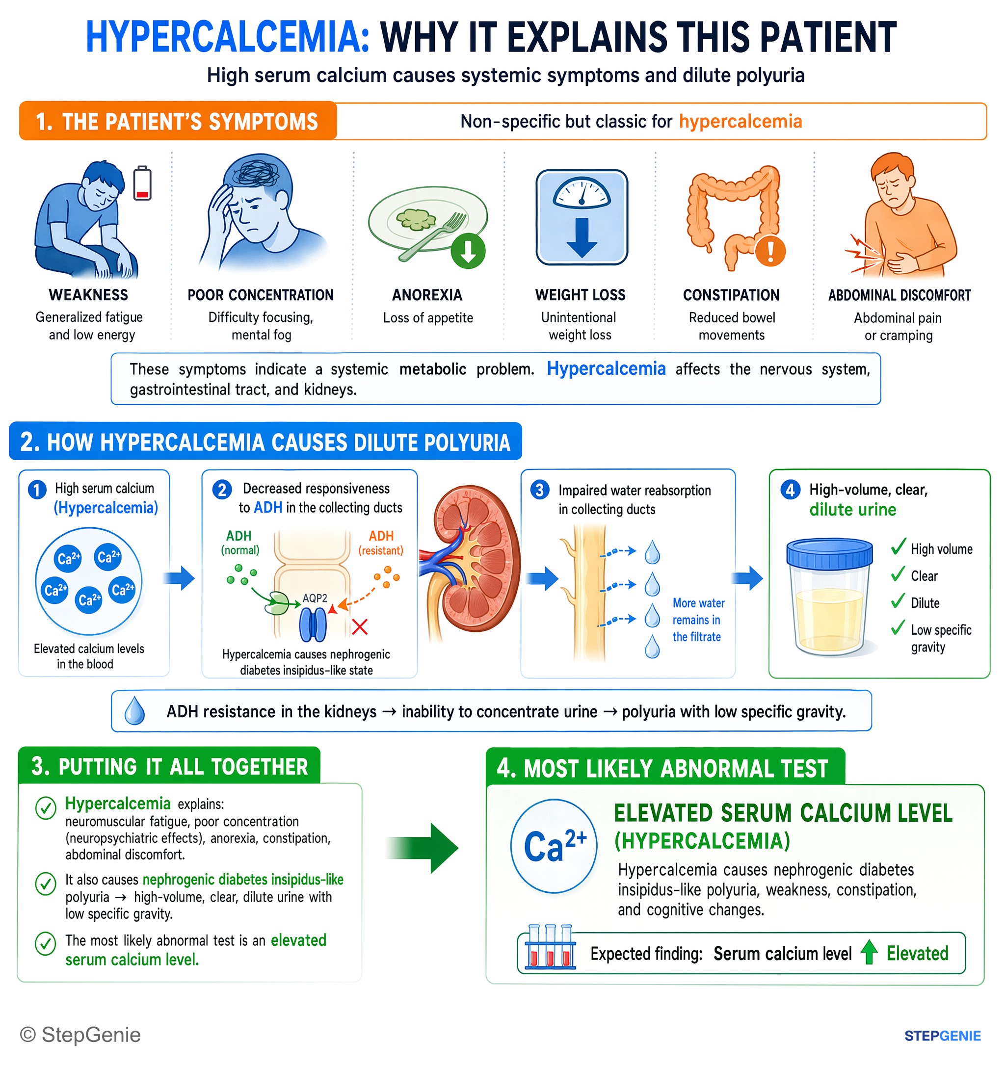 Fluid, electrolytes, and acid-base — StepGenie USMLE Step 1 explanation infographic