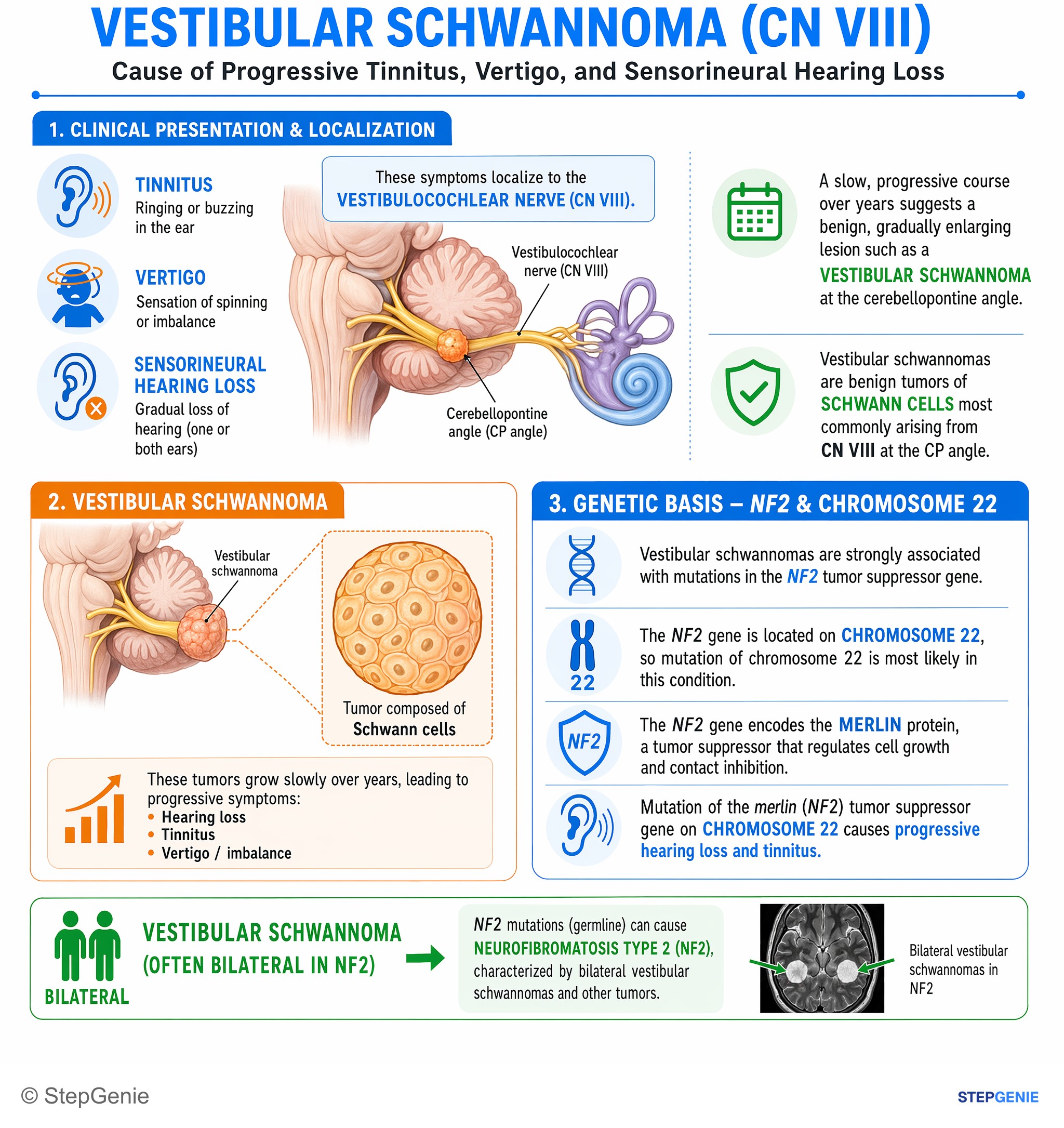 Tumors/Malignancy of the nervous system — StepGenie USMLE Step 1 explanation infographic