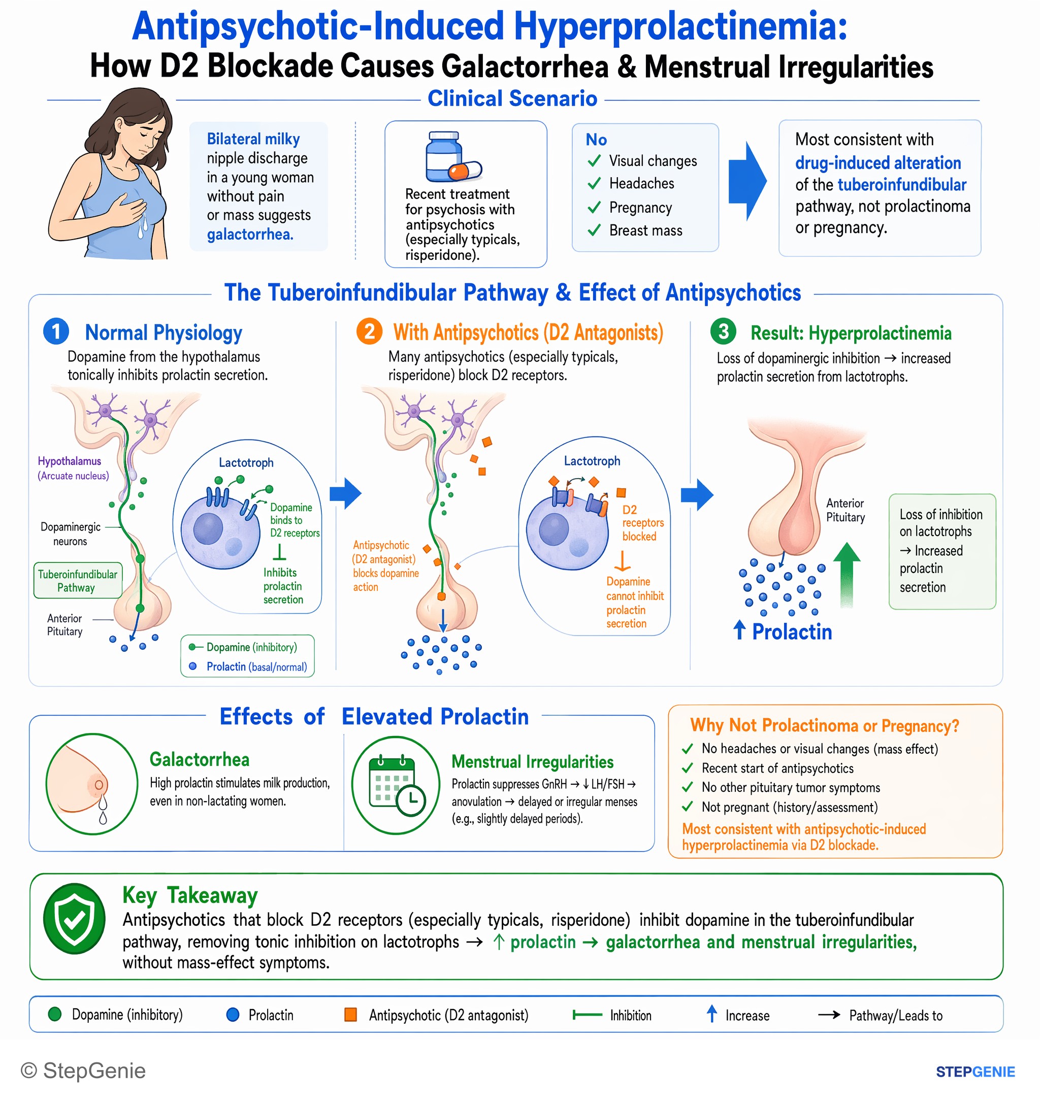 Hypothalamus and pituitary disorders — StepGenie USMLE Step 1 explanation infographic