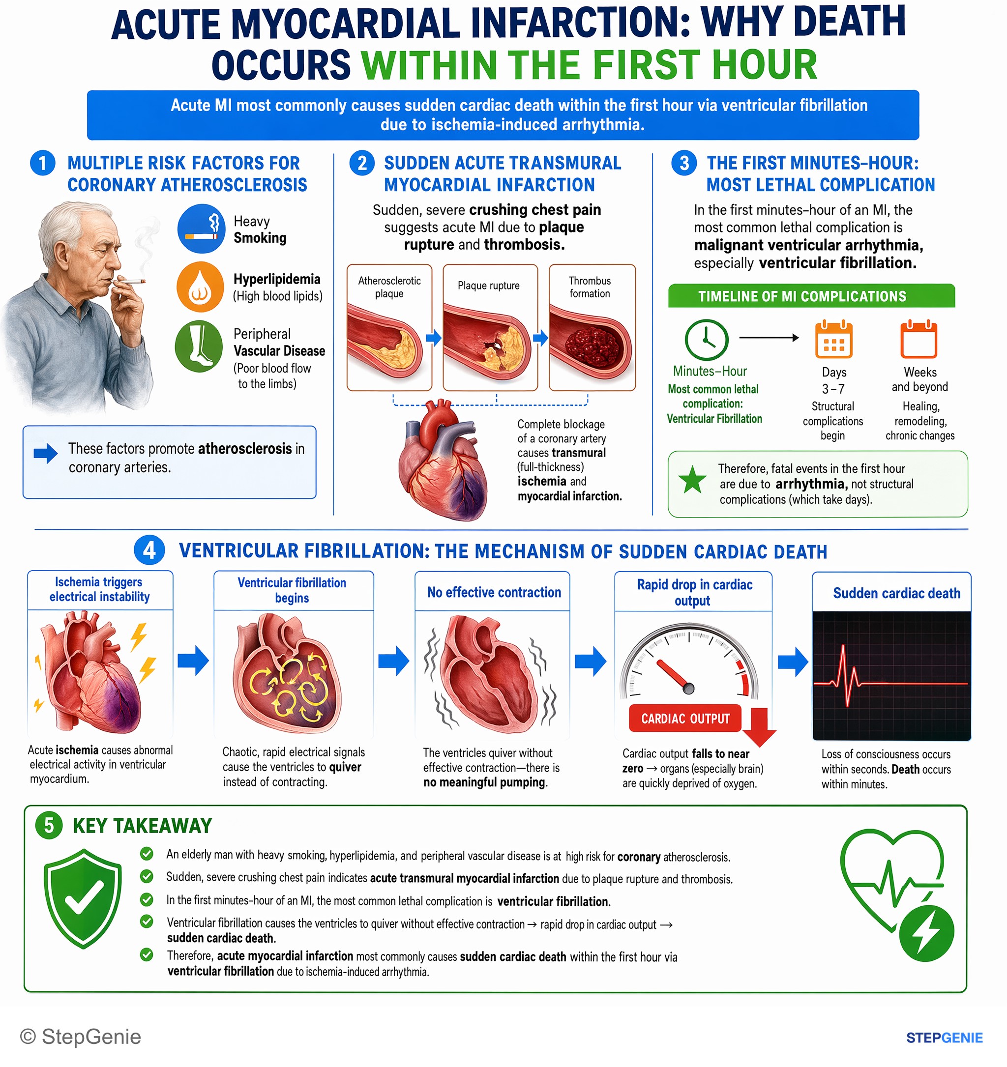 Coronary heart disease — StepGenie USMLE Step 2 explanation infographic
