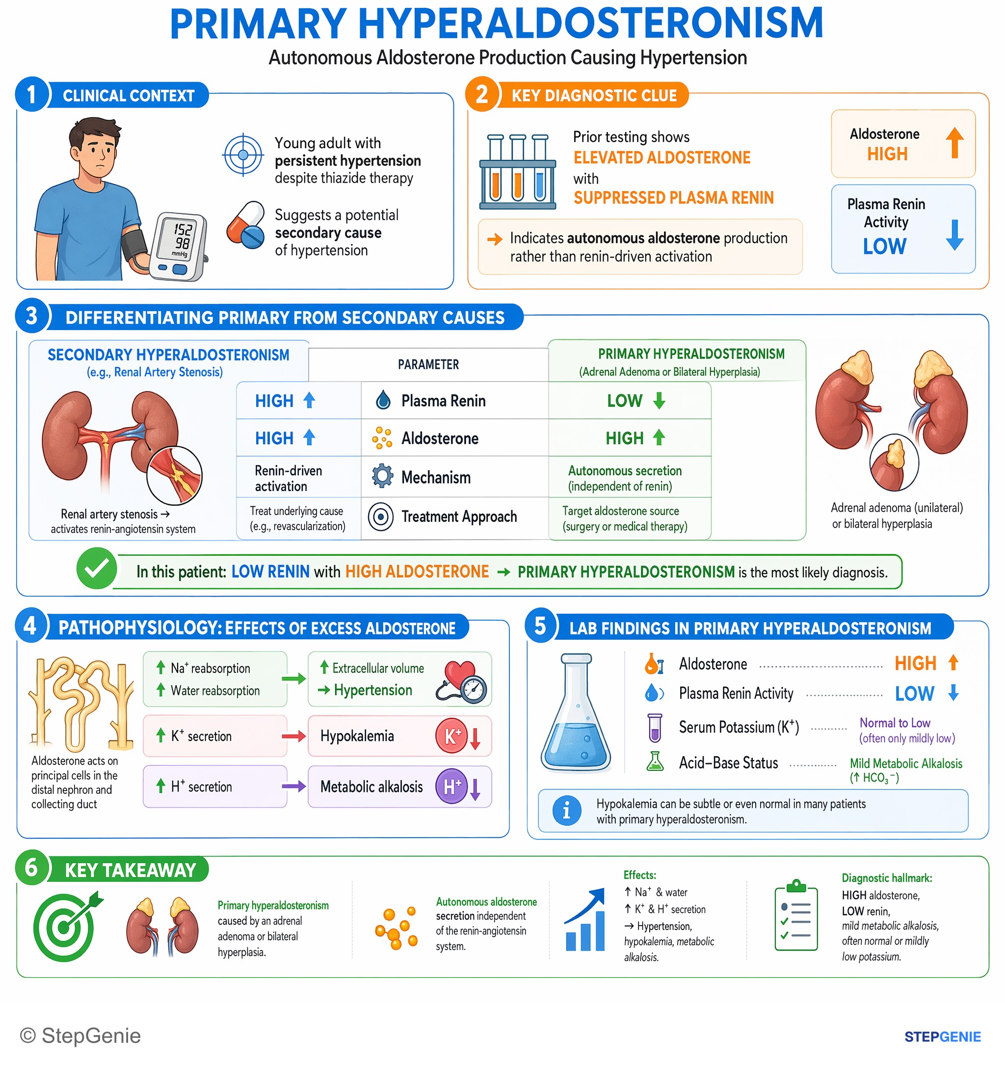 Adrenal disorders — StepGenie USMLE Step 1 explanation infographic
