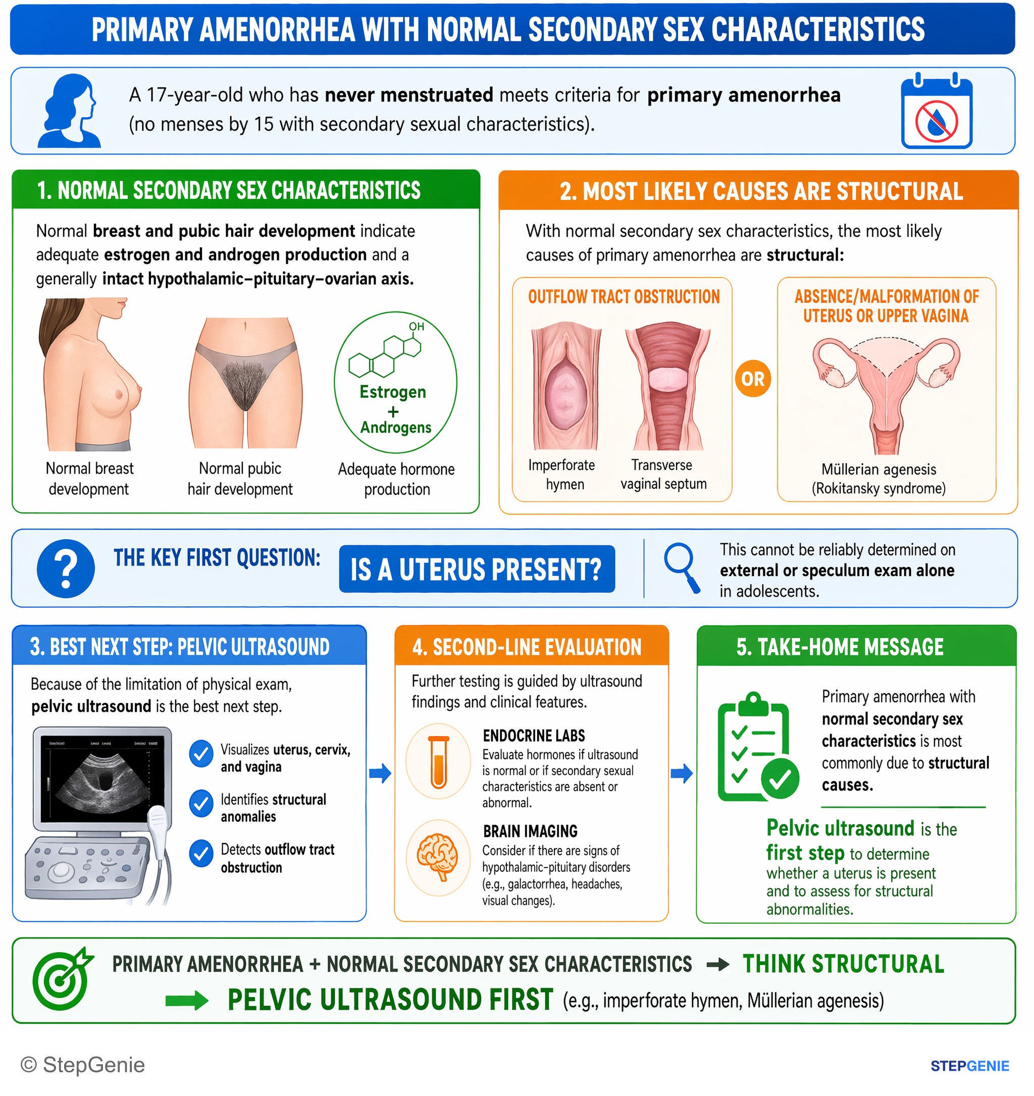 Menstrual disorders and contraception — StepGenie USMLE Step 2 explanation infographic