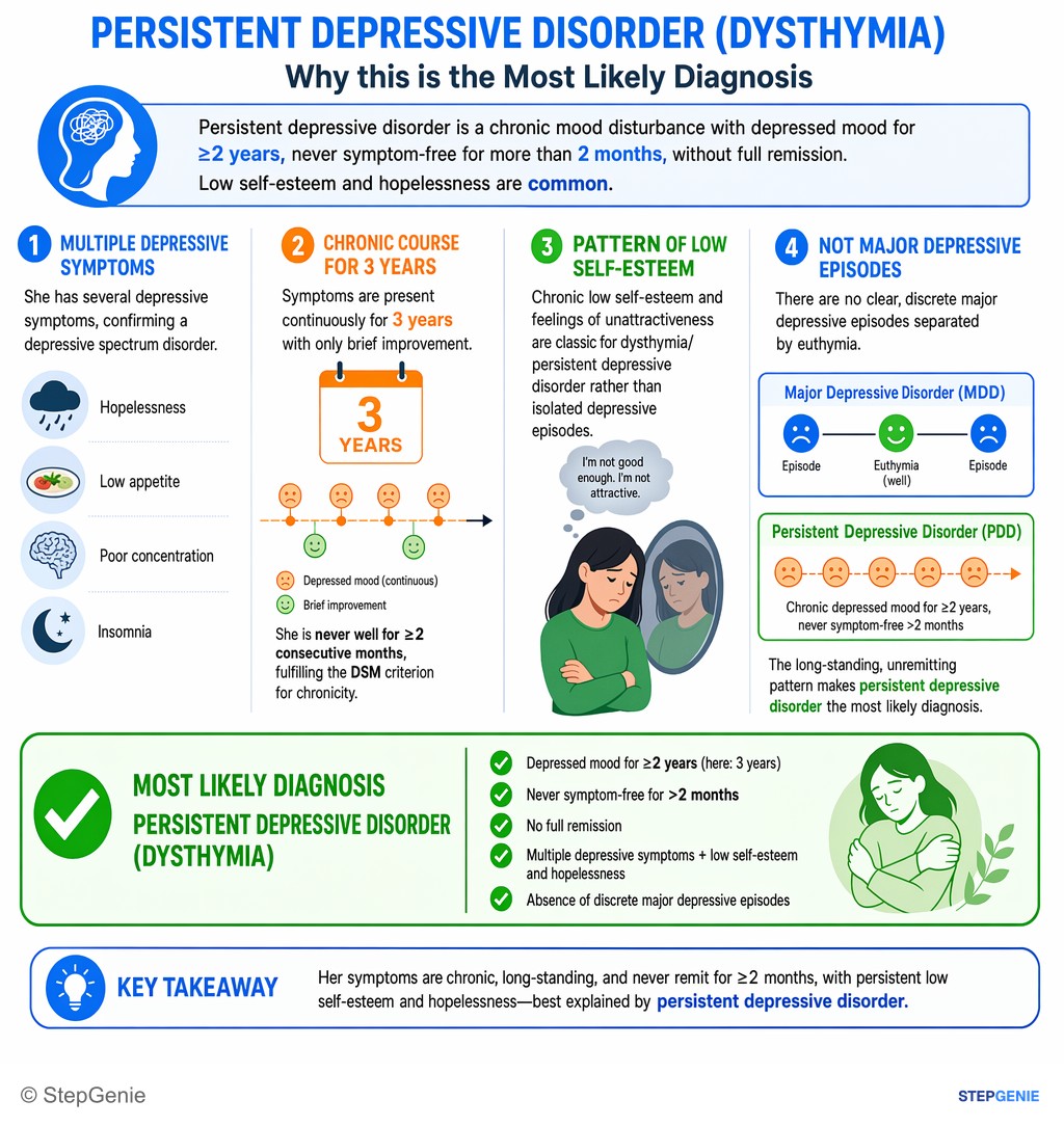Mood disorders — StepGenie USMLE Step 2 explanation infographic