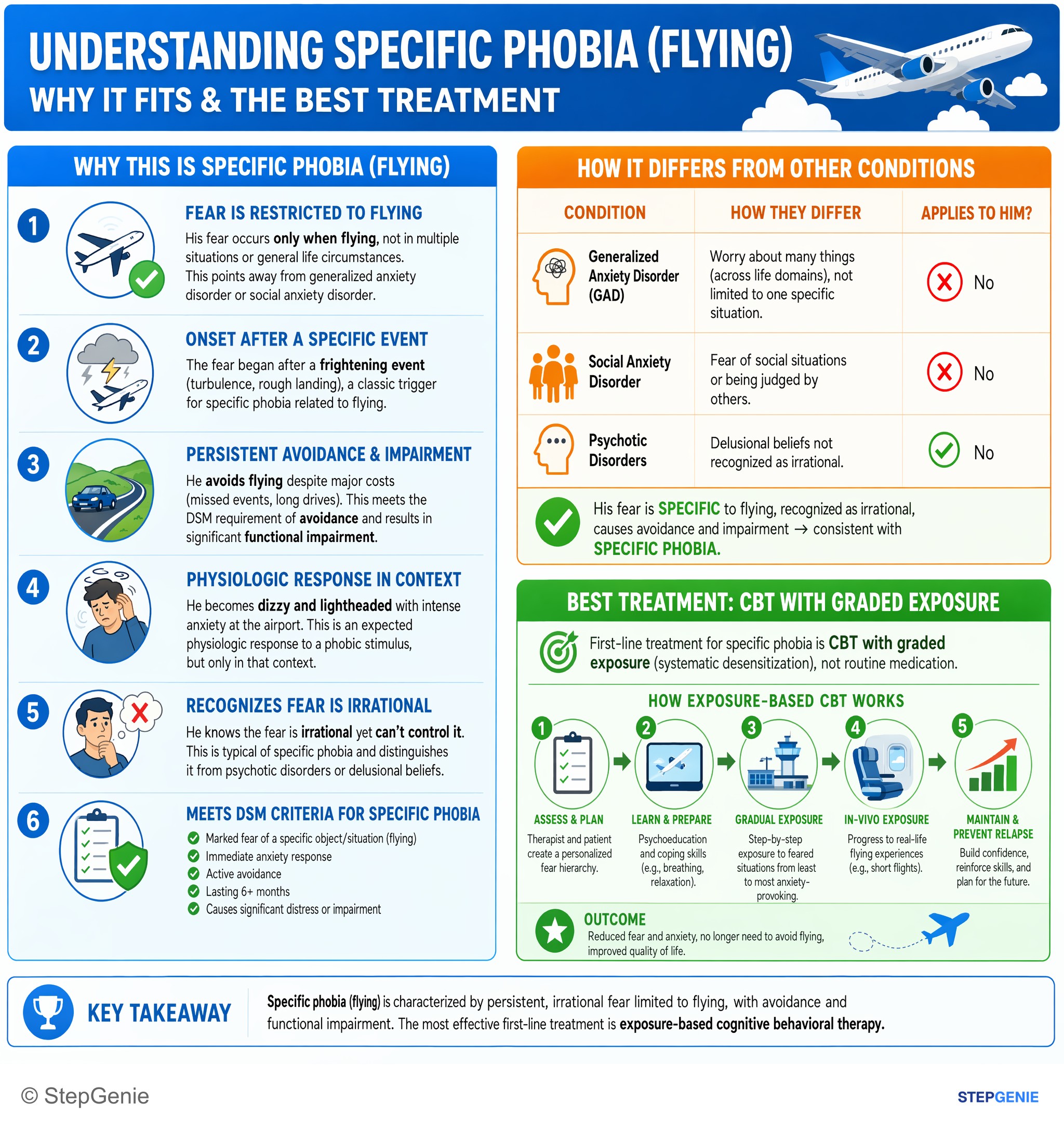 Anxiety and trauma-related disorders — StepGenie USMLE Step 2 explanation infographic