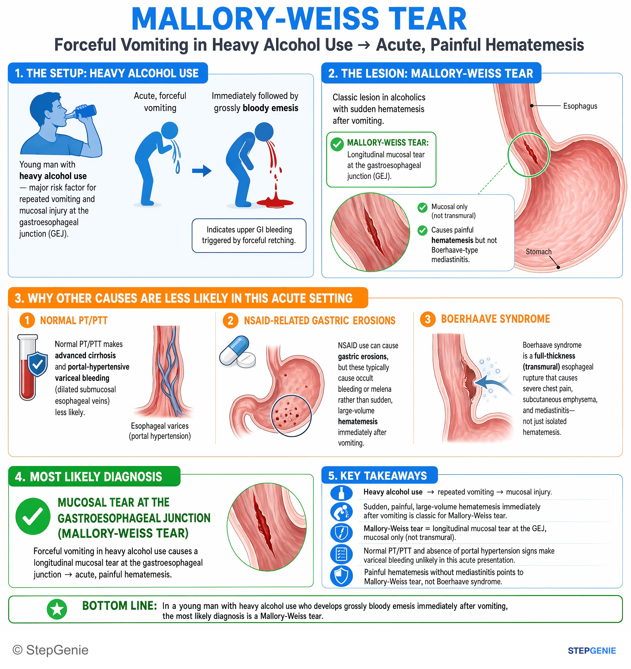Gastroesophageal disorders — StepGenie USMLE Step 2 explanation infographic
