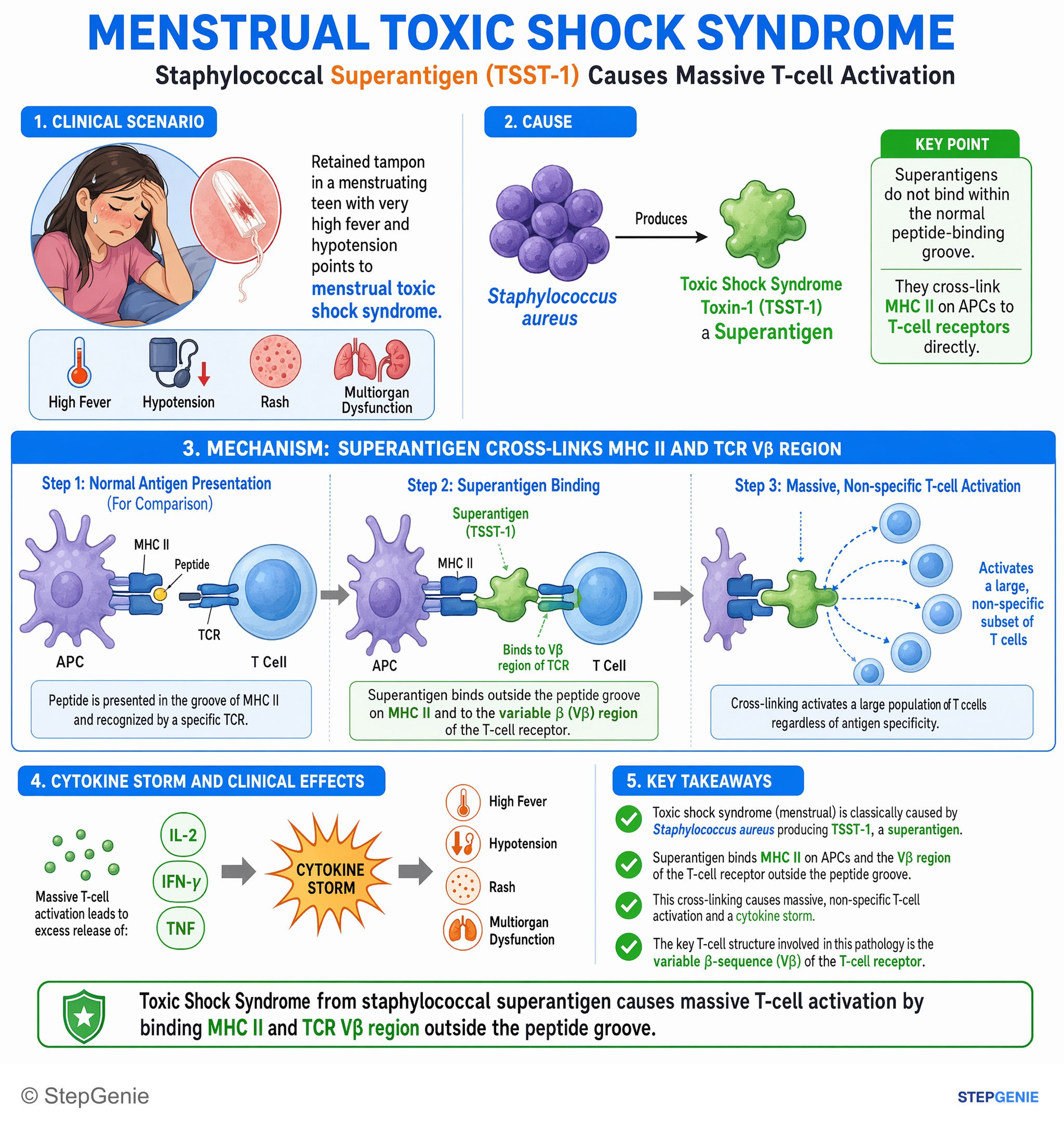 Bacterial infections — StepGenie USMLE Step 1 explanation infographic